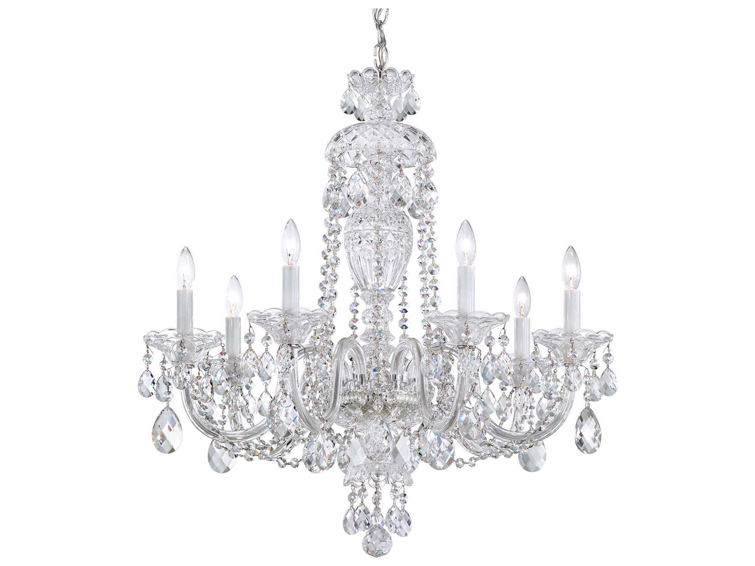 Schonbek Sterling 7-Light Silver Crystal Candelabra Chandelier