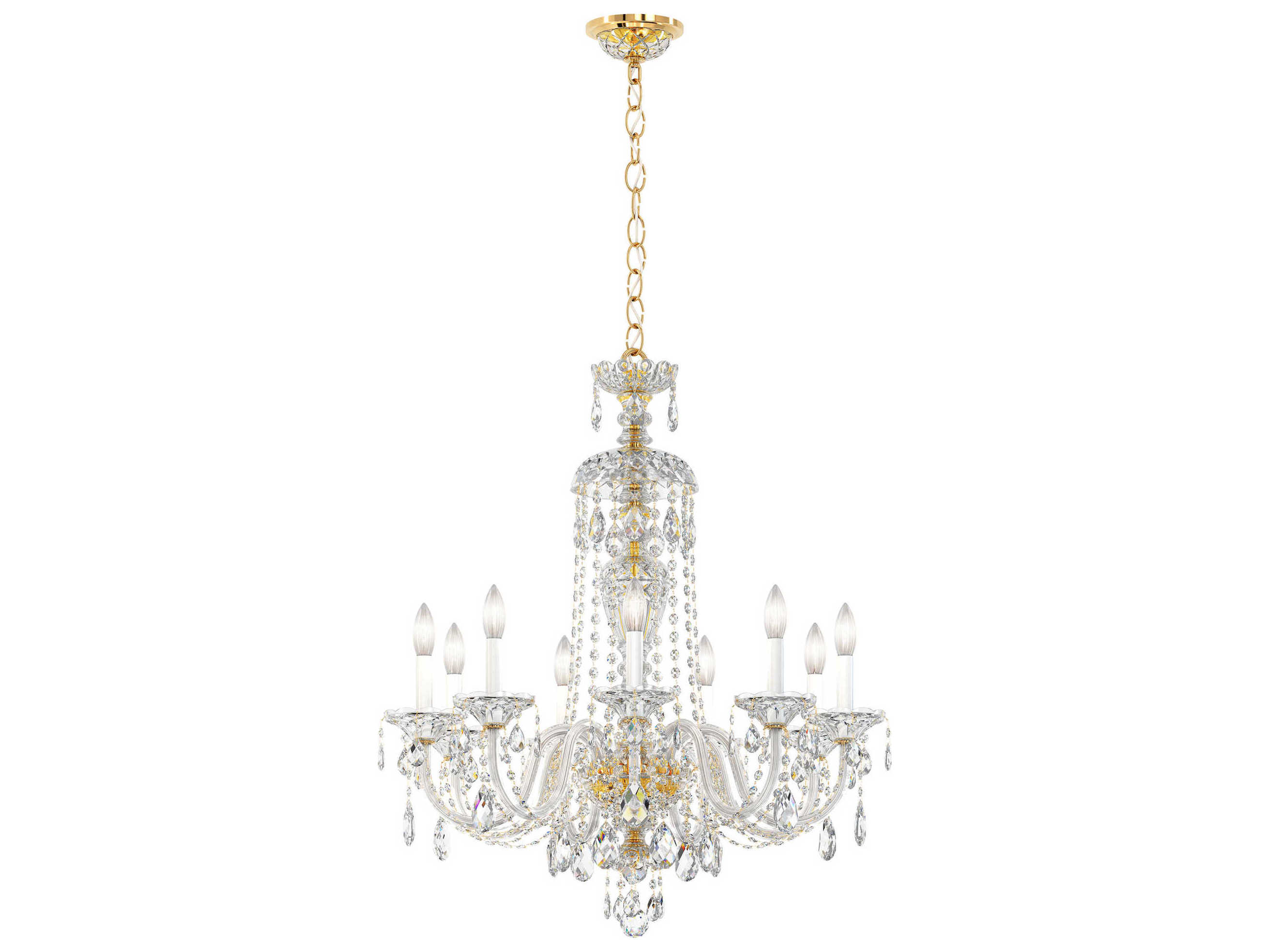 Schonbek Sterling 9-Light Silver Crystal Candelabra Chandelier