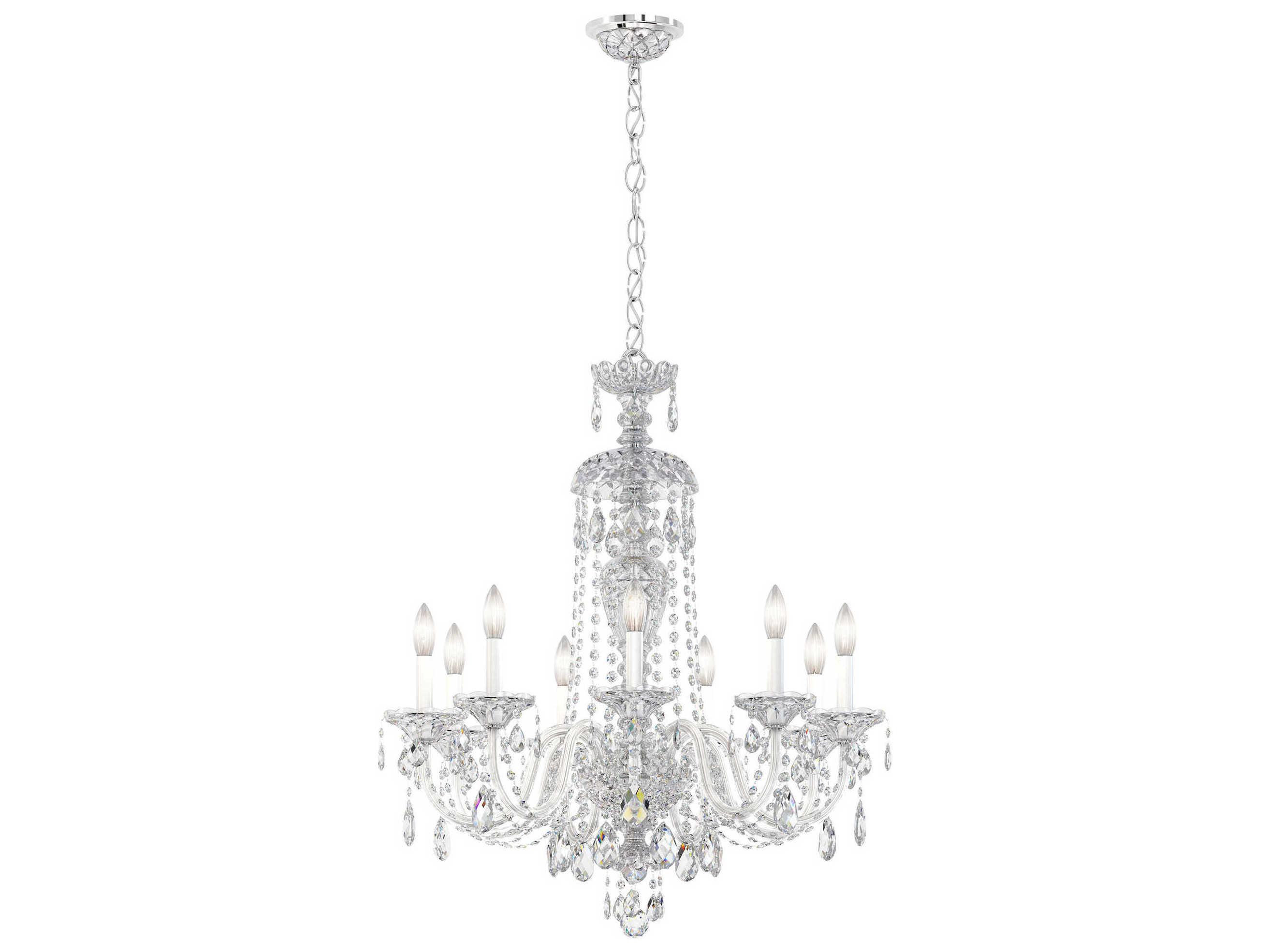 Schonbek Sterling 9-Light Silver Crystal Candelabra Chandelier