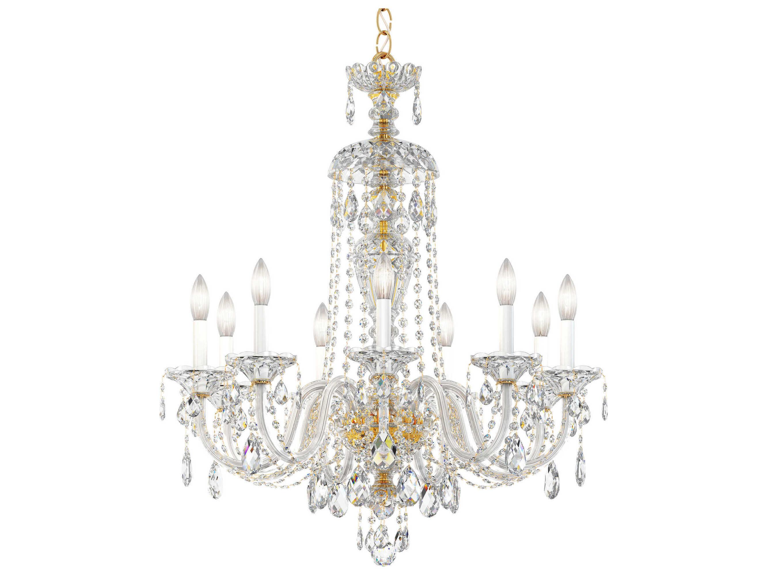Schonbek Sterling 9-Light Silver Crystal Candelabra Chandelier