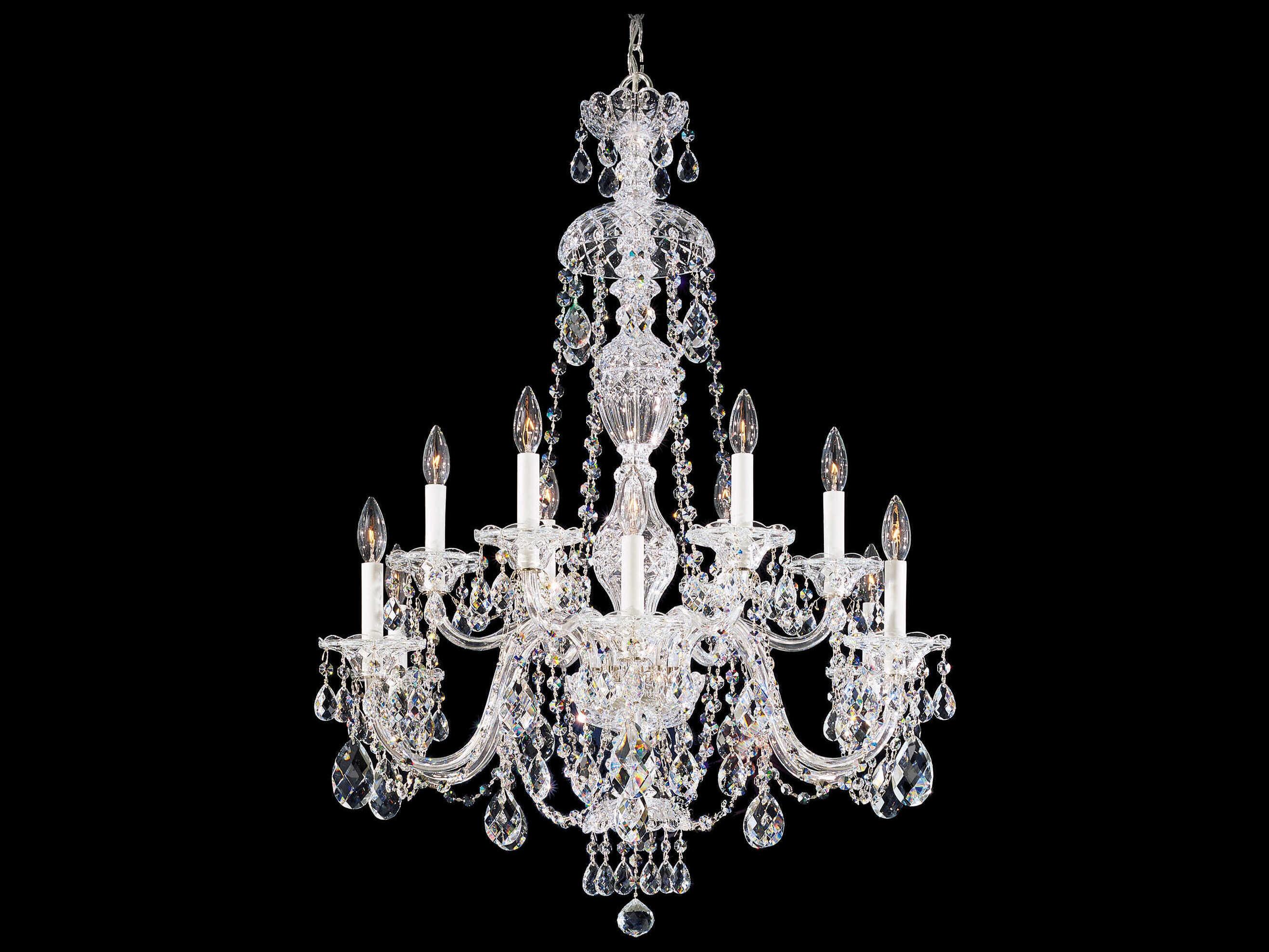 Schonbek Sterling 12-Light Silver Crystal Candelabra Chandelier