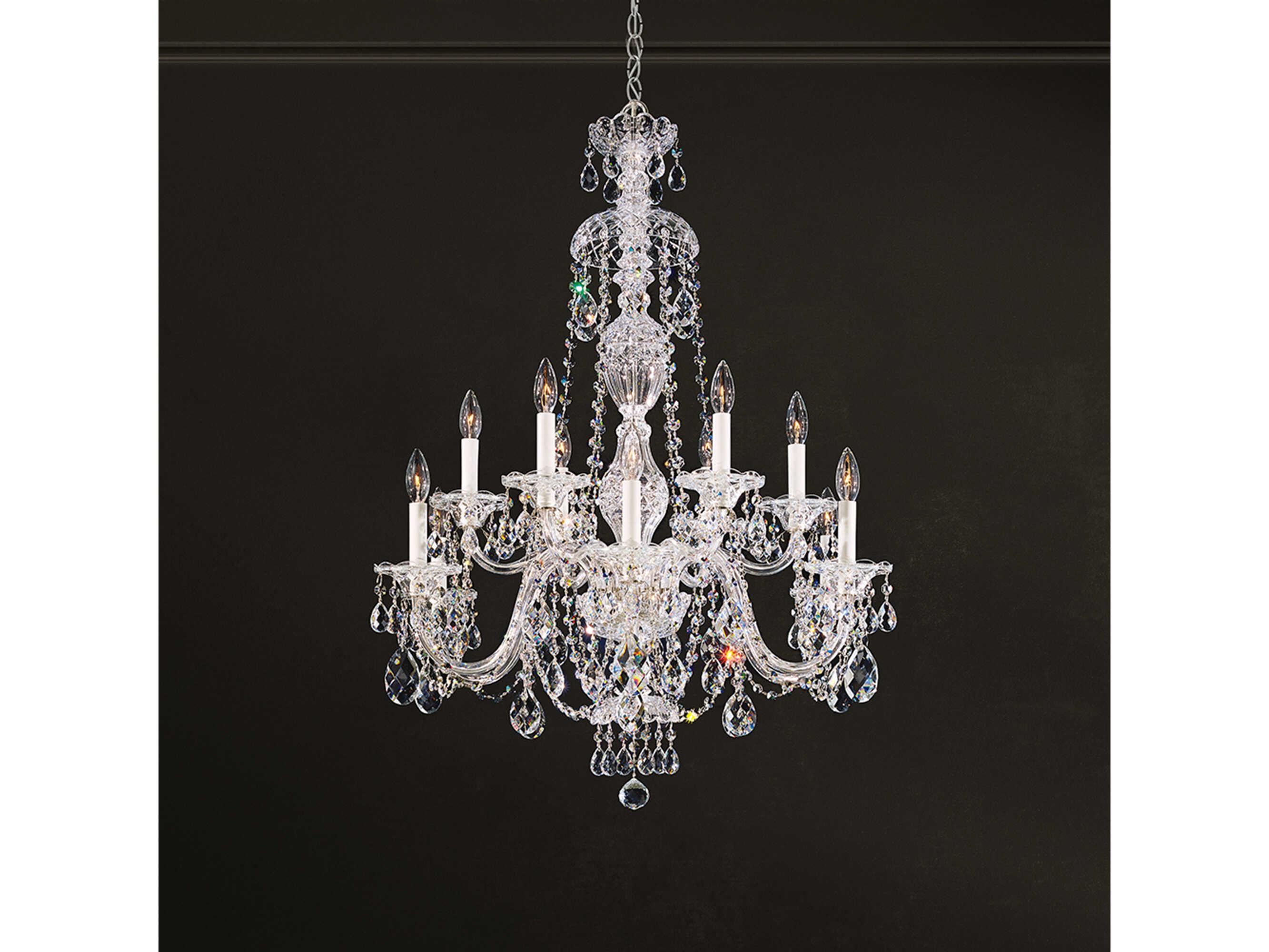 Schonbek Sterling 12-Light Silver Crystal Candelabra Chandelier