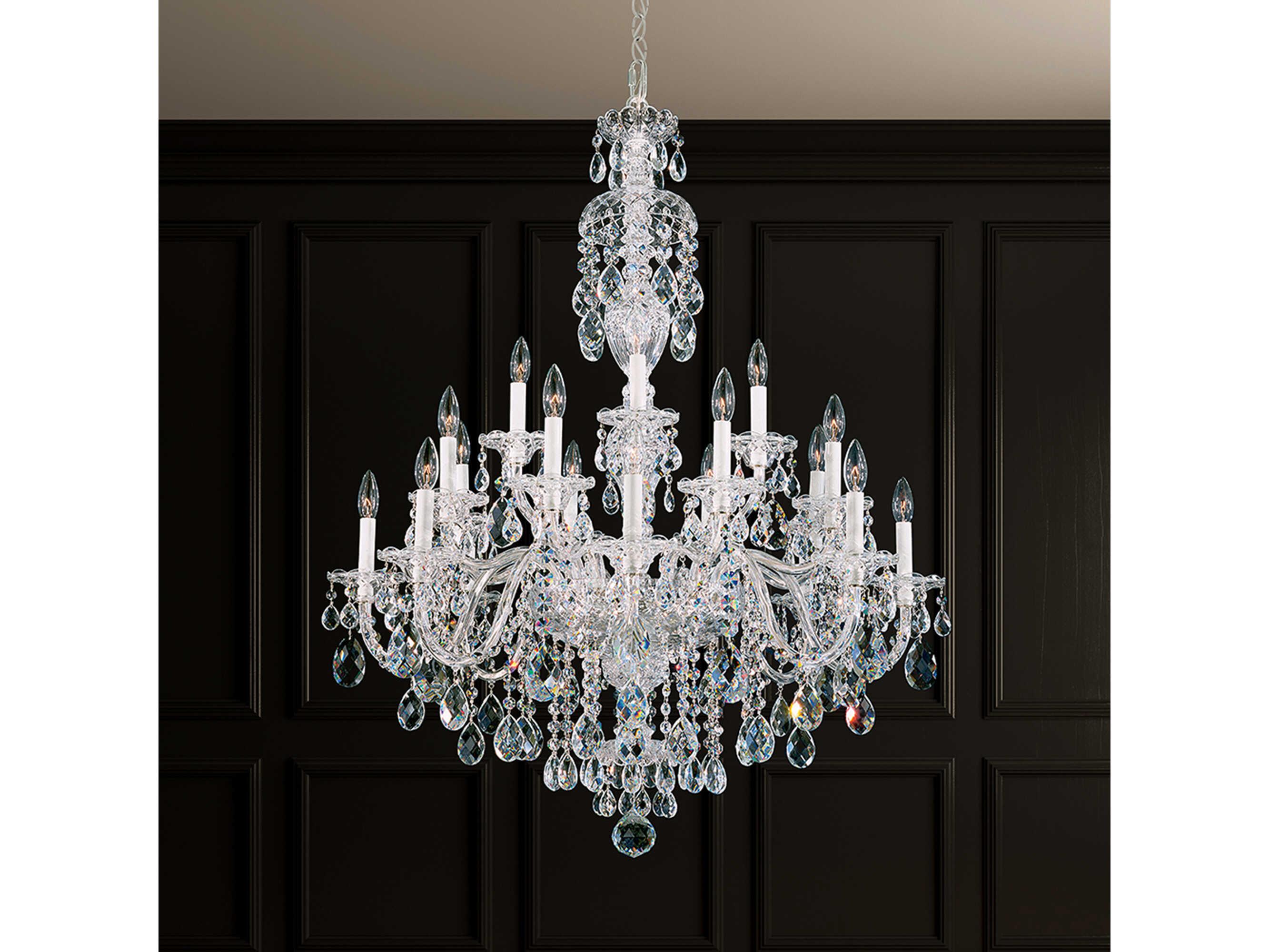 Schonbek Sterling 20-Light Silver Crystal Candelabra Chandelier