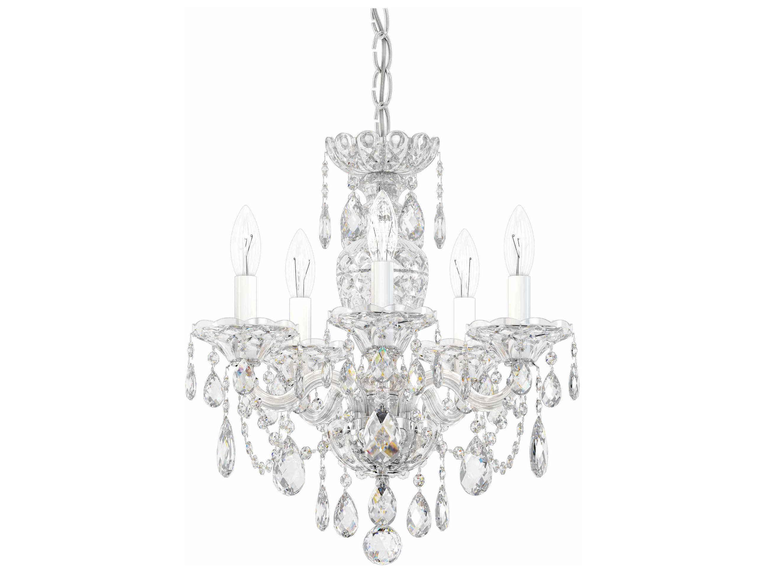 Schonbek Sterling 5-Light Silver Crystal Candelabra Chandelier