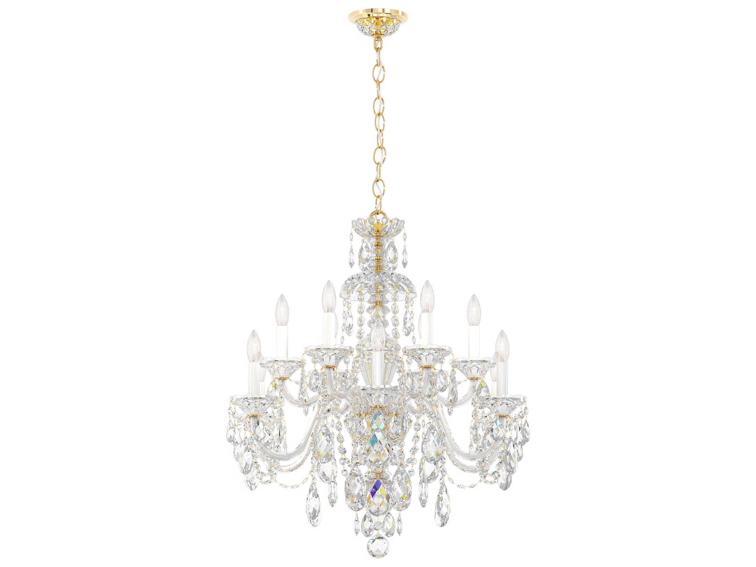 Schonbek Sterling 12-Light Silver Crystal Candelabra Chandelier