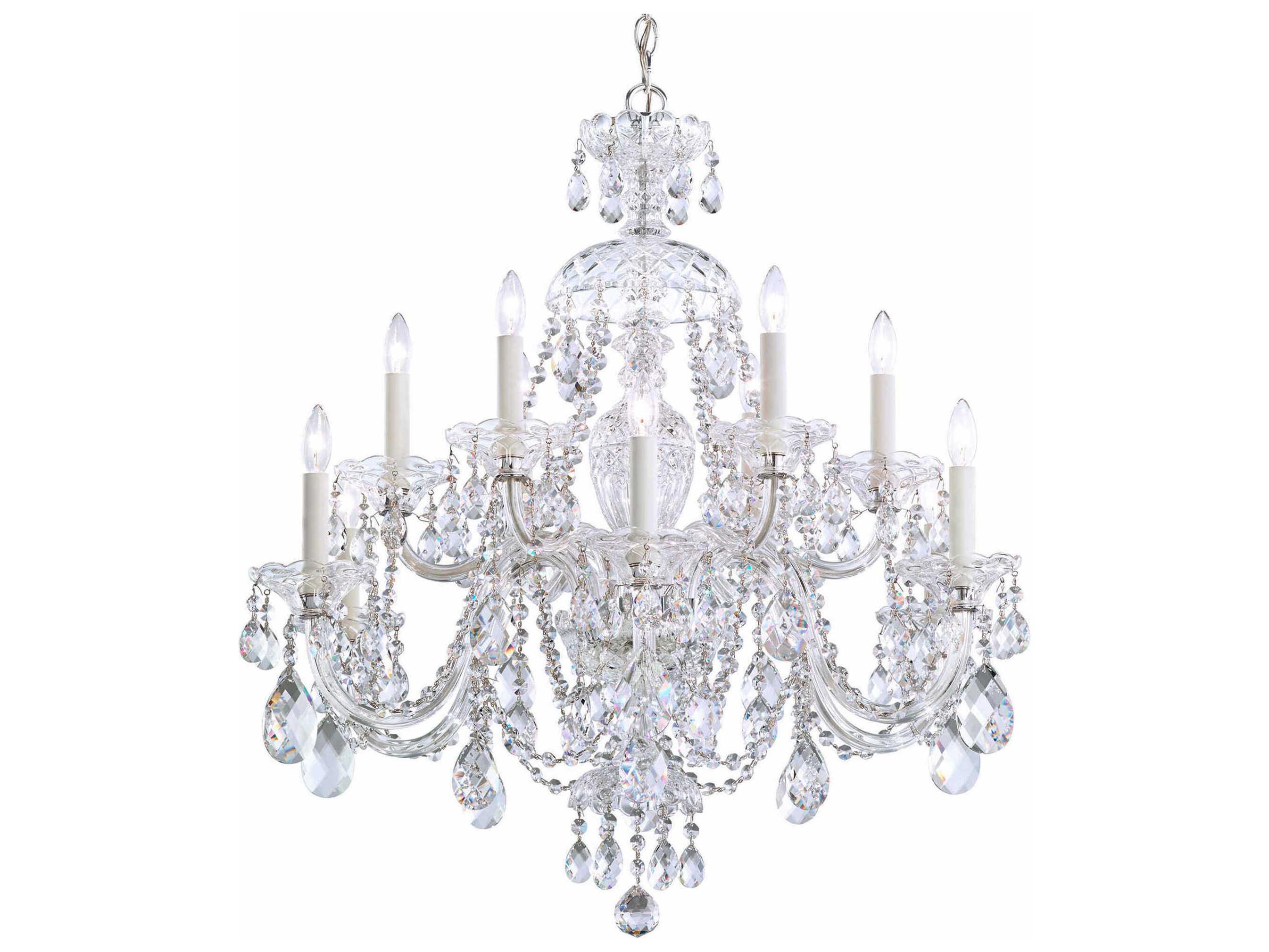 Schonbek Sterling 12-Light Silver Crystal Candelabra Chandelier