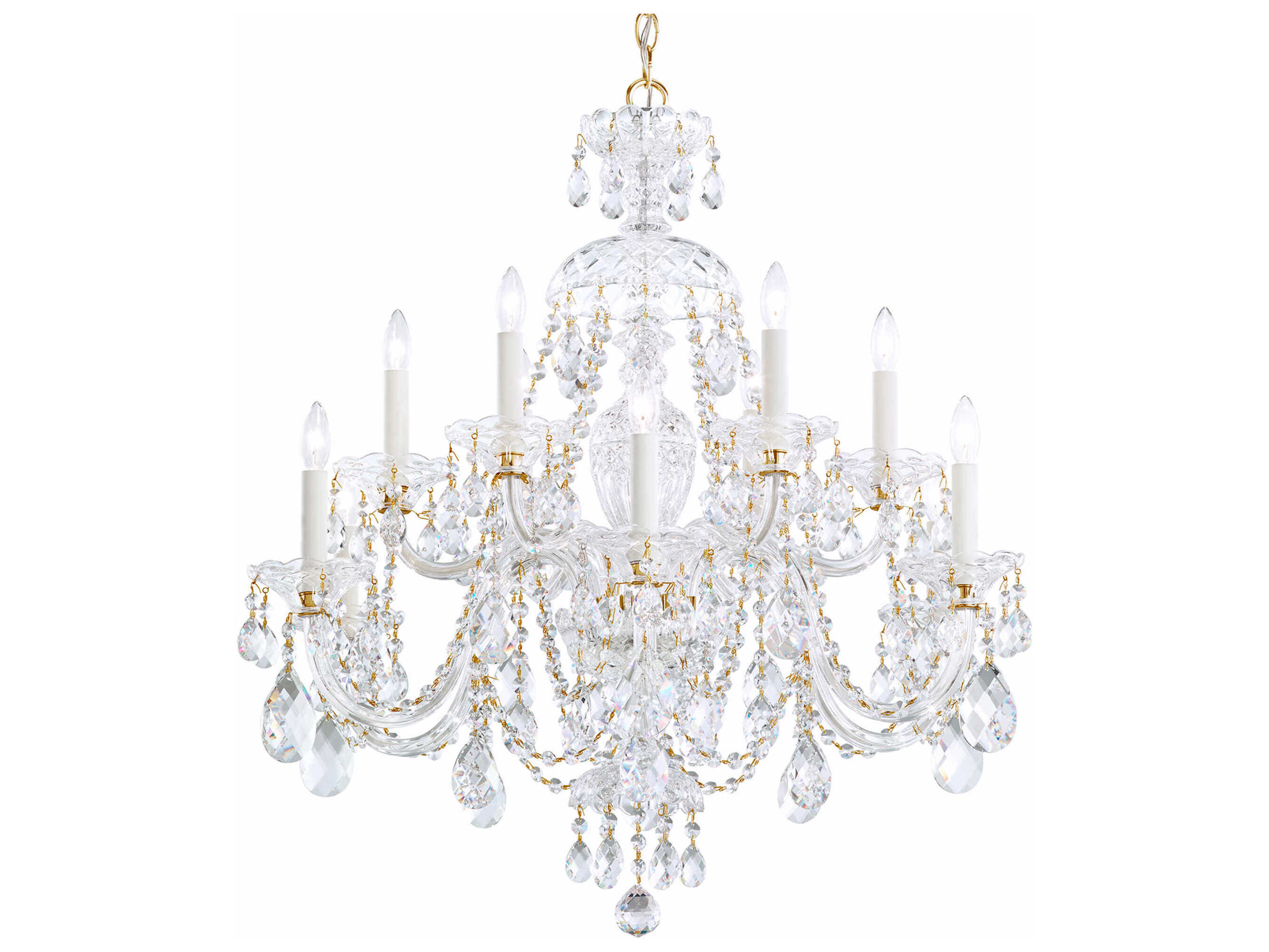 Schonbek Sterling 12-Light Silver Crystal Candelabra Chandelier
