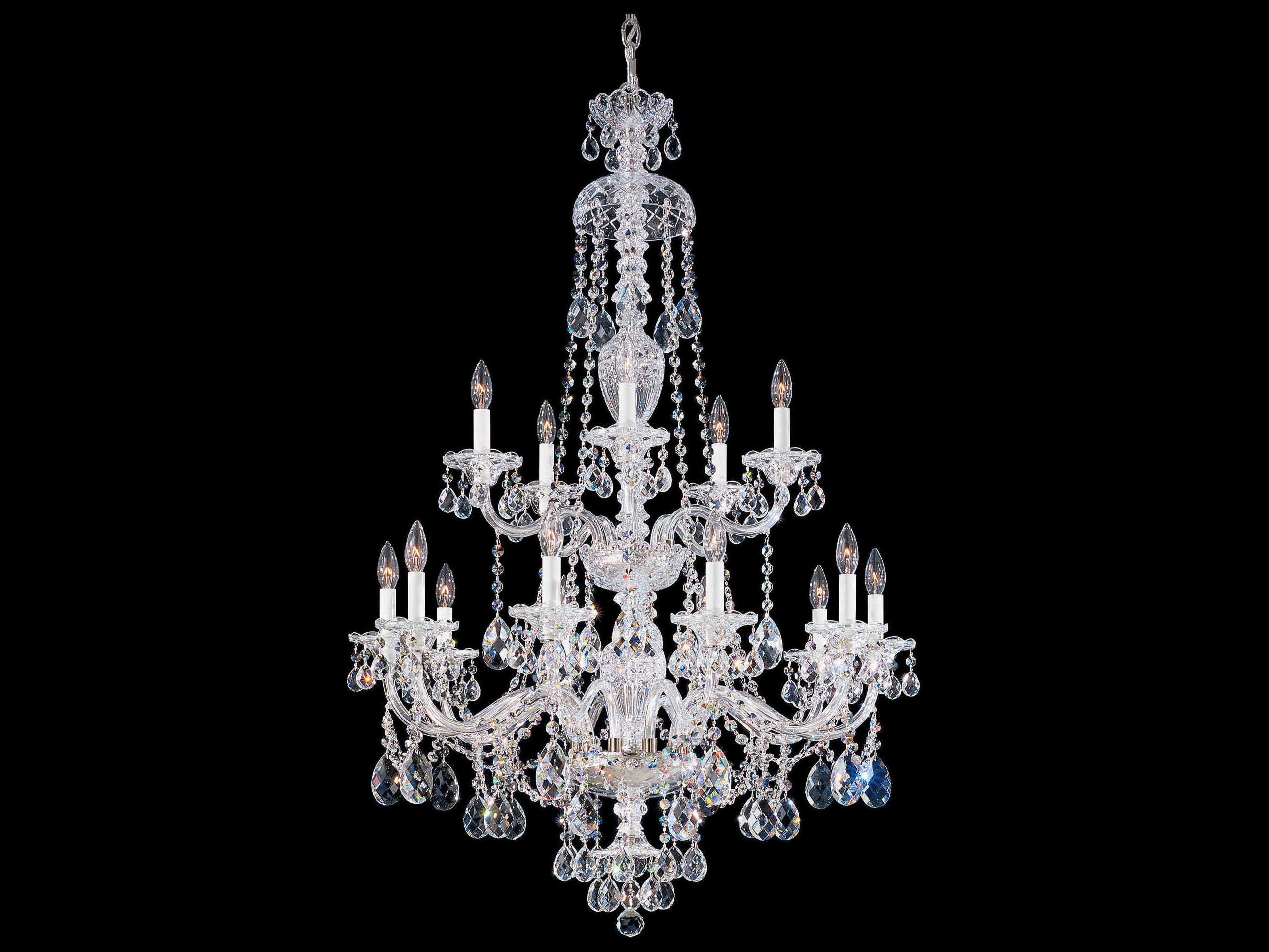 Schonbek Sterling 15-Light Silver Crystal Candelabra Chandelier