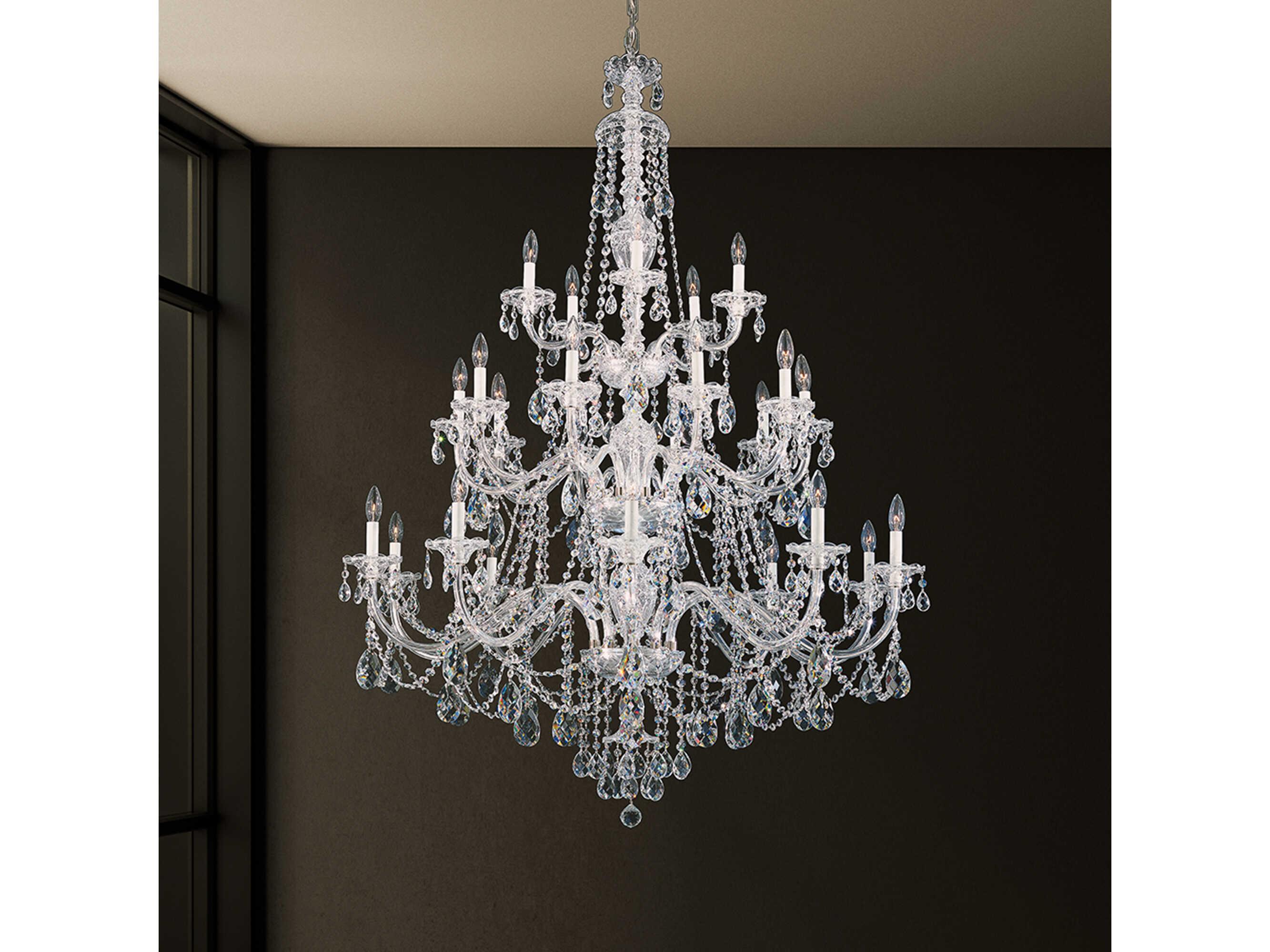 Schonbek Sterling 25-Light Silver Crystal Candelabra Chandelier