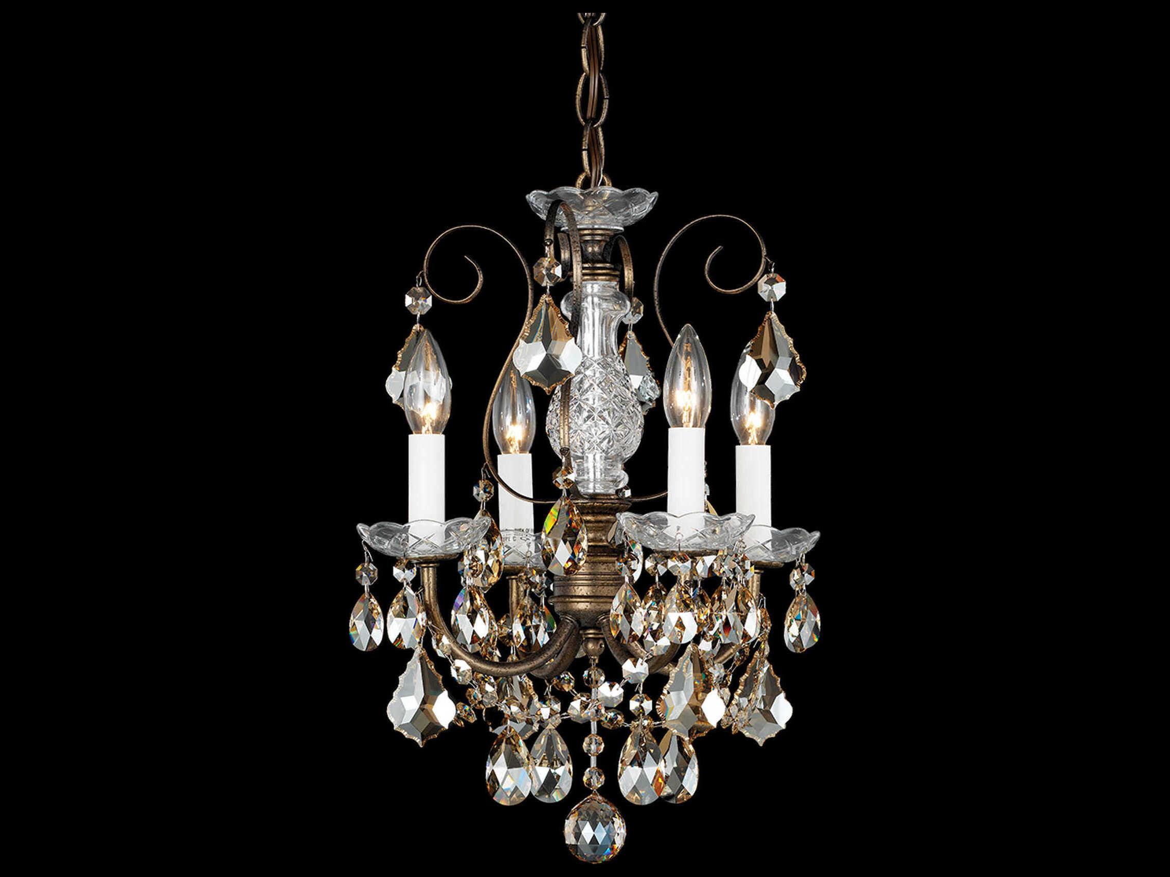 Schonbek New Orleans 4-Light Bronze Crystal Candelabra Chandelier