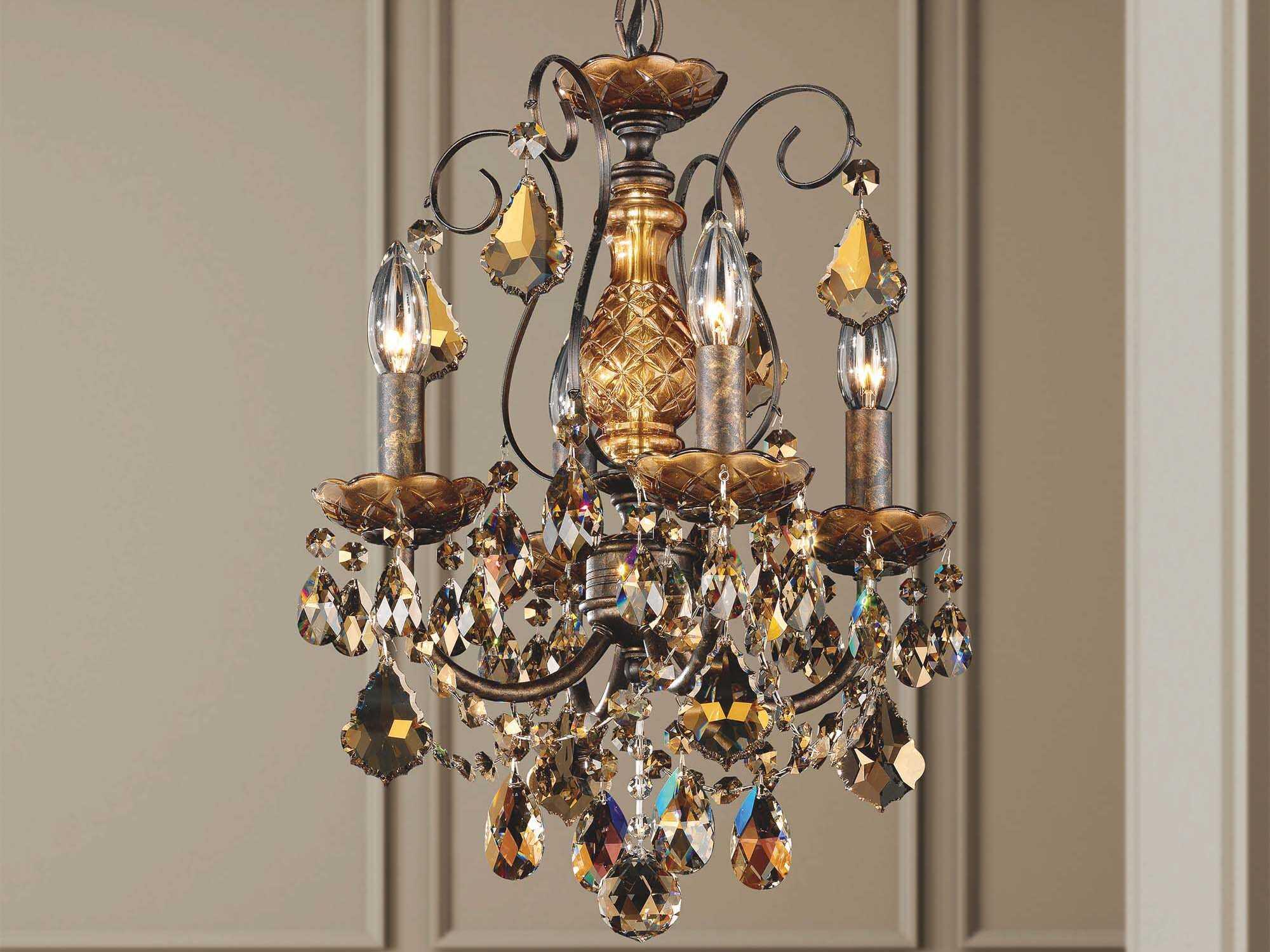Schonbek New Orleans 4-Light Bronze Crystal Candelabra Chandelier