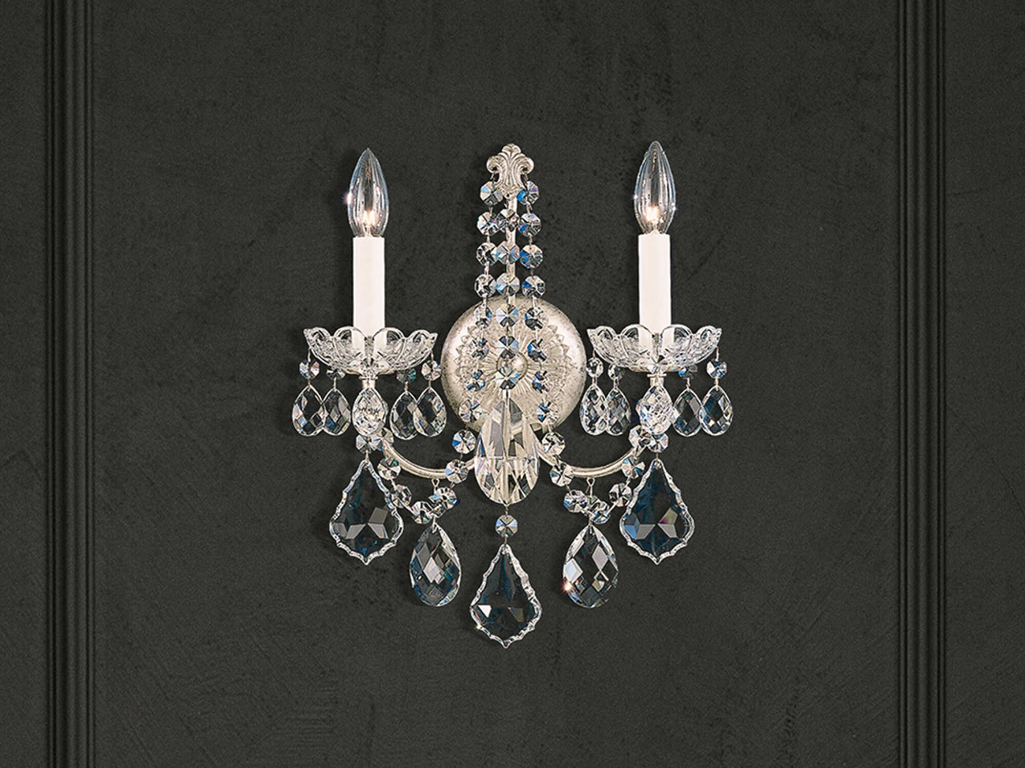 Schonbek New Orleans 2-Light Silver Crystal Wall Sconce