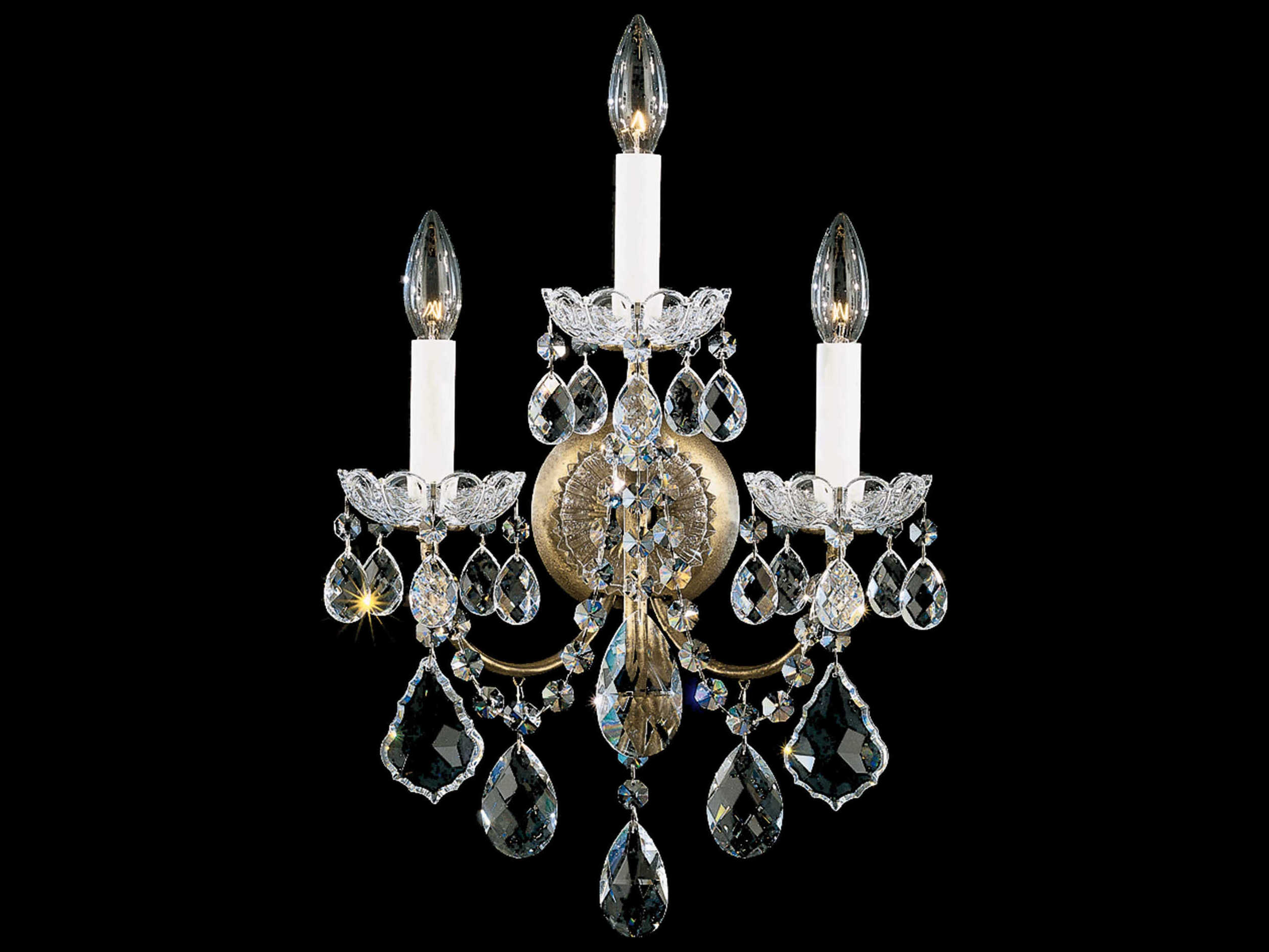 Schonbek New Orleans 3-Light Gold Crystal Wall Sconce