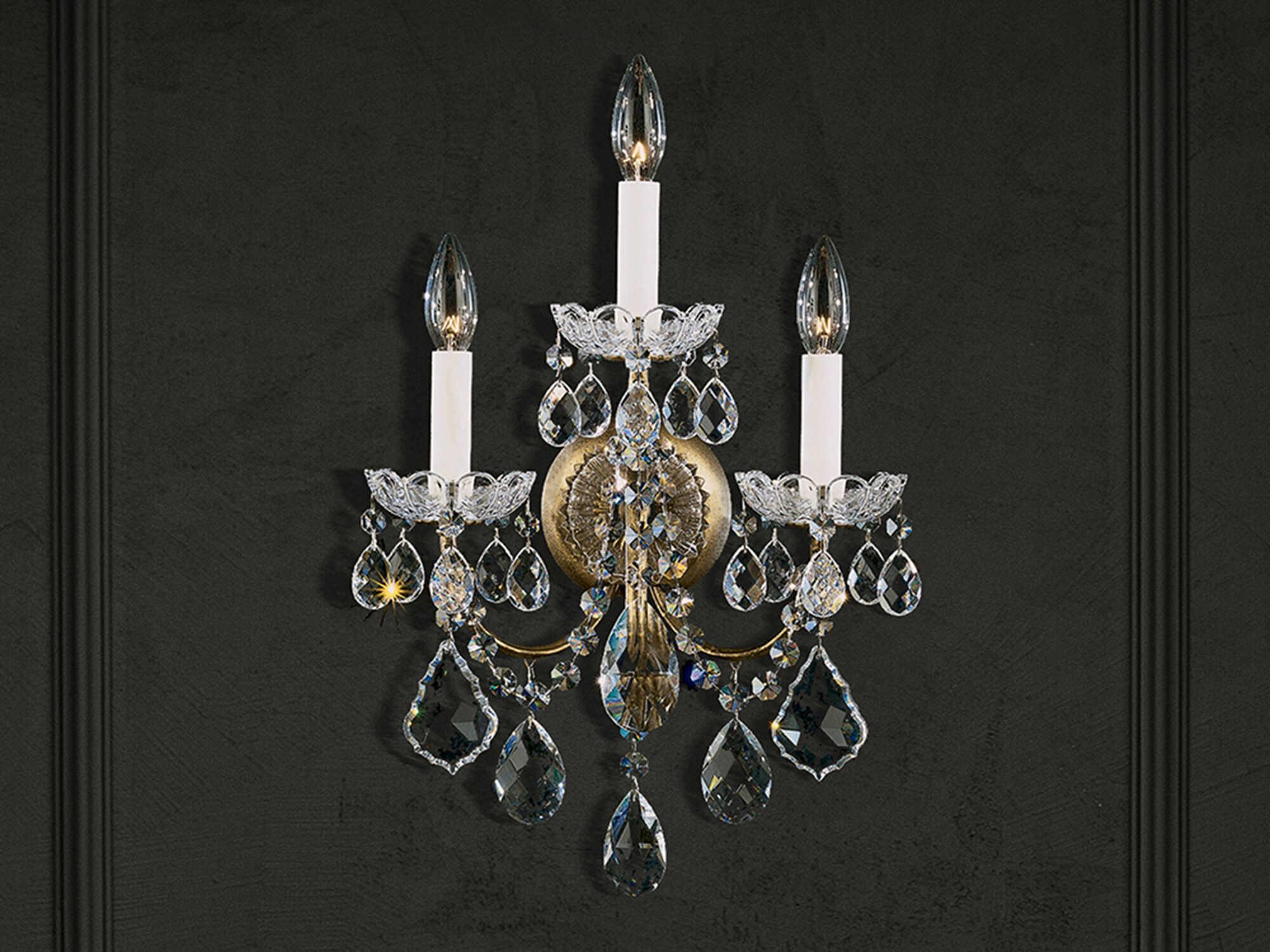 Schonbek New Orleans 3-Light Gold Crystal Wall Sconce