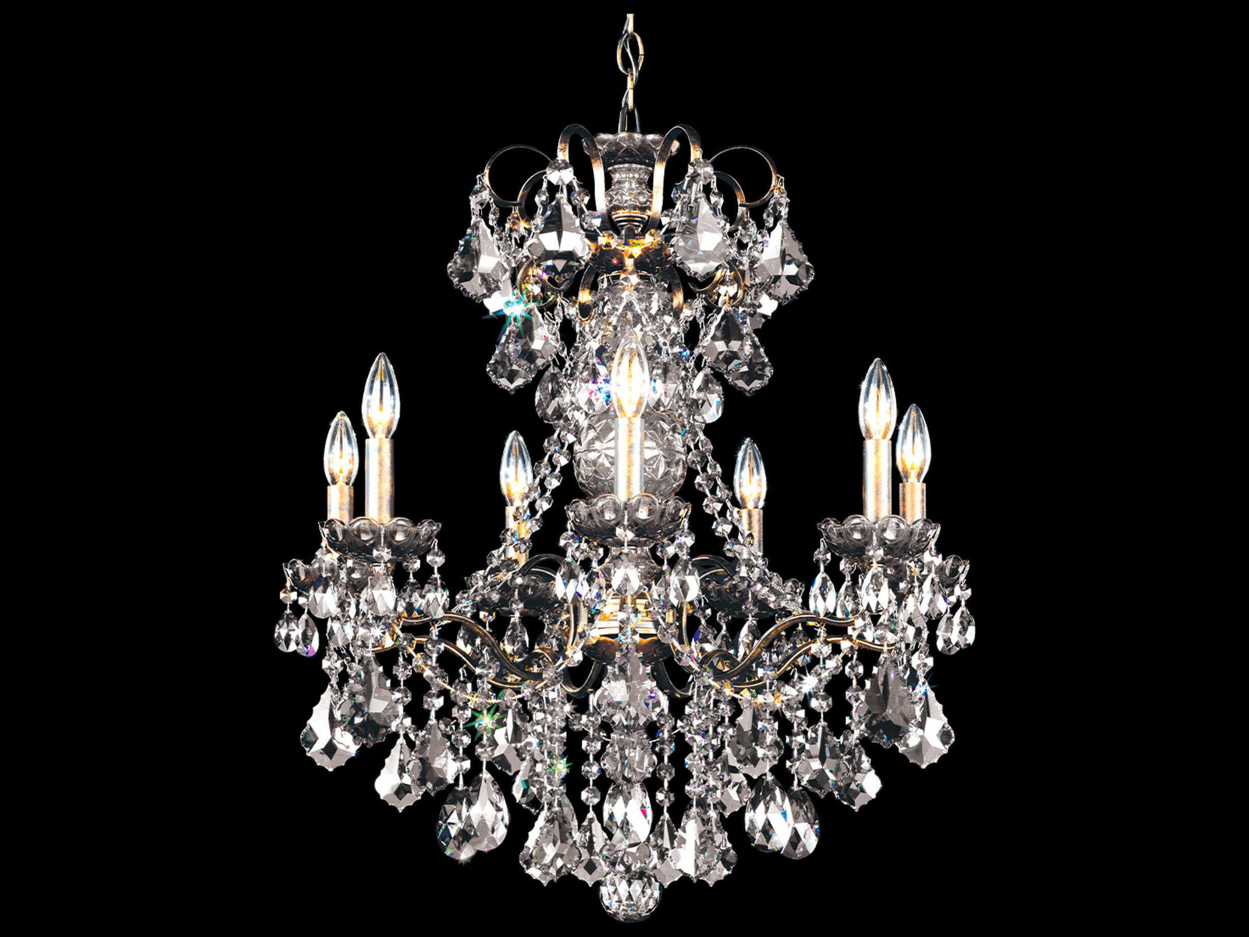 Schonbek New Orleans 7-Light Gold Crystal Candelabra Chandelier