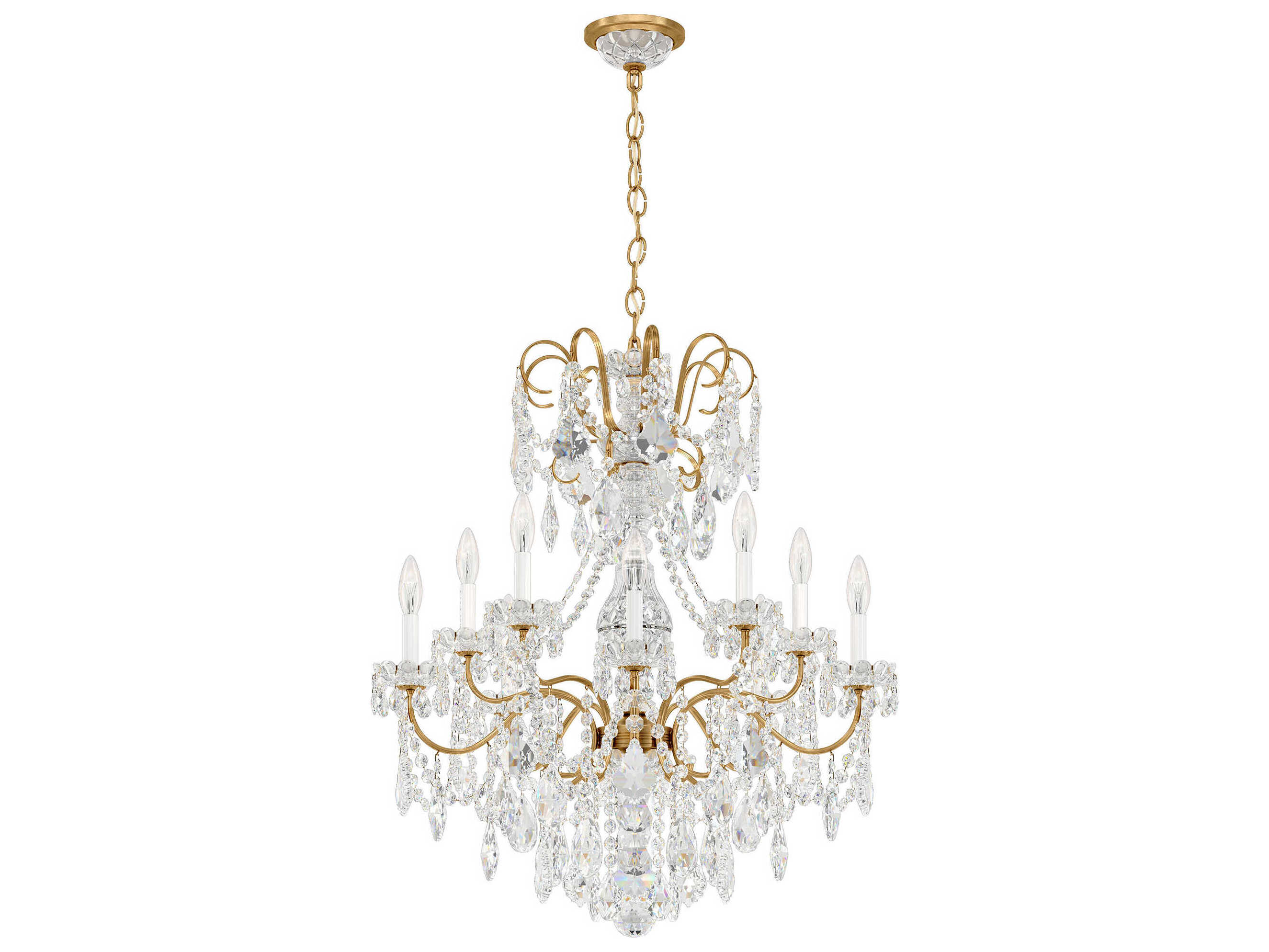 Schonbek New Orleans 10-Light Silver Crystal Candelabra Chandelier