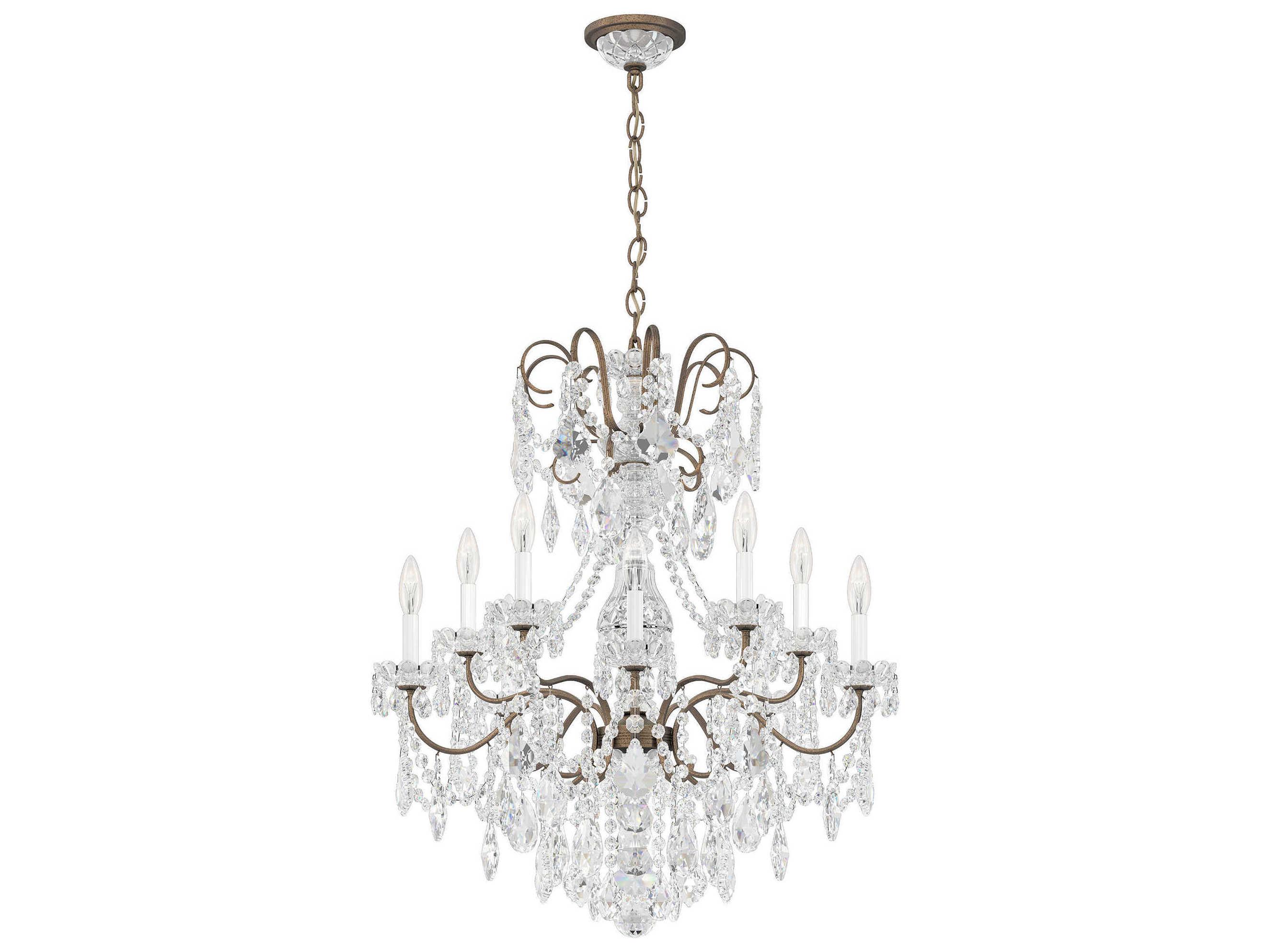 Schonbek New Orleans 10-Light Silver Crystal Candelabra Chandelier