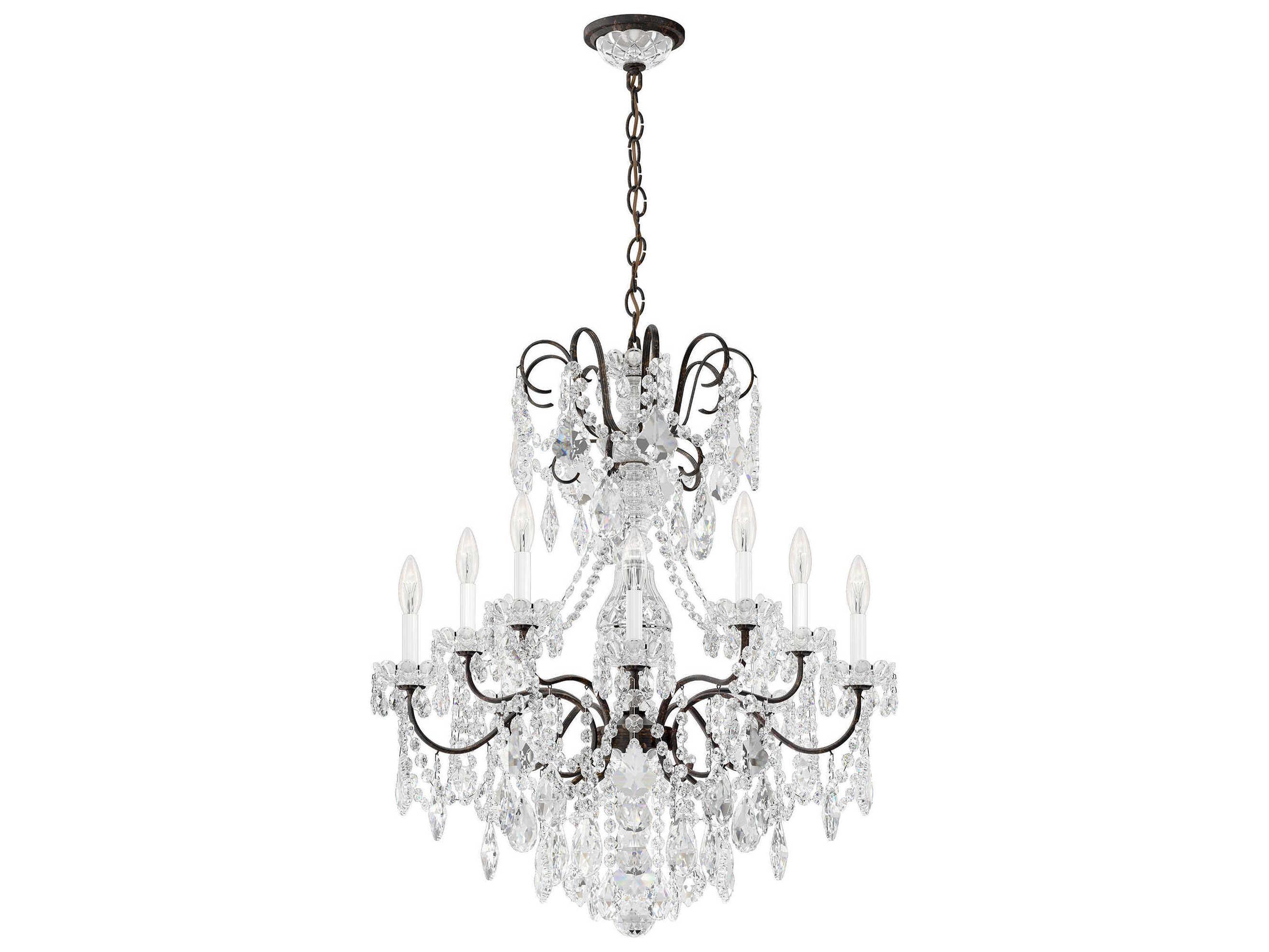Schonbek New Orleans 10-Light Silver Crystal Candelabra Chandelier