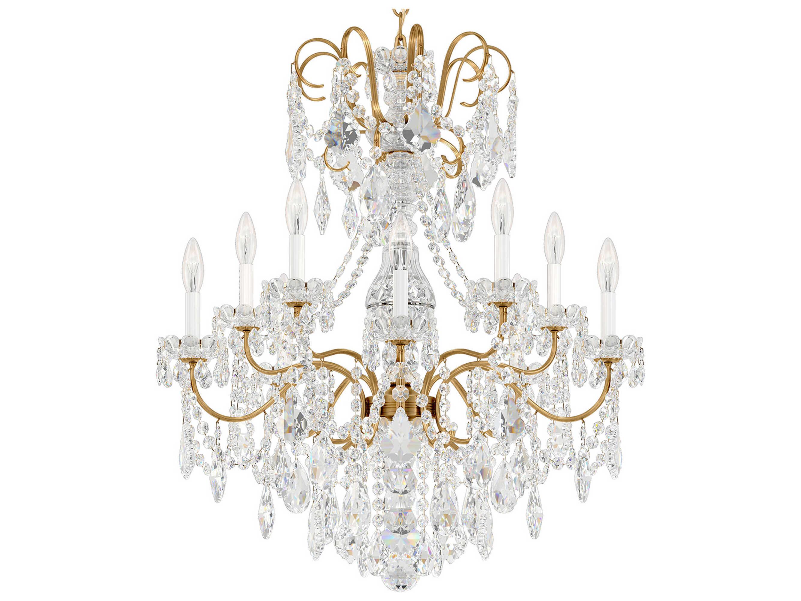 Schonbek New Orleans 10-Light Silver Crystal Candelabra Chandelier