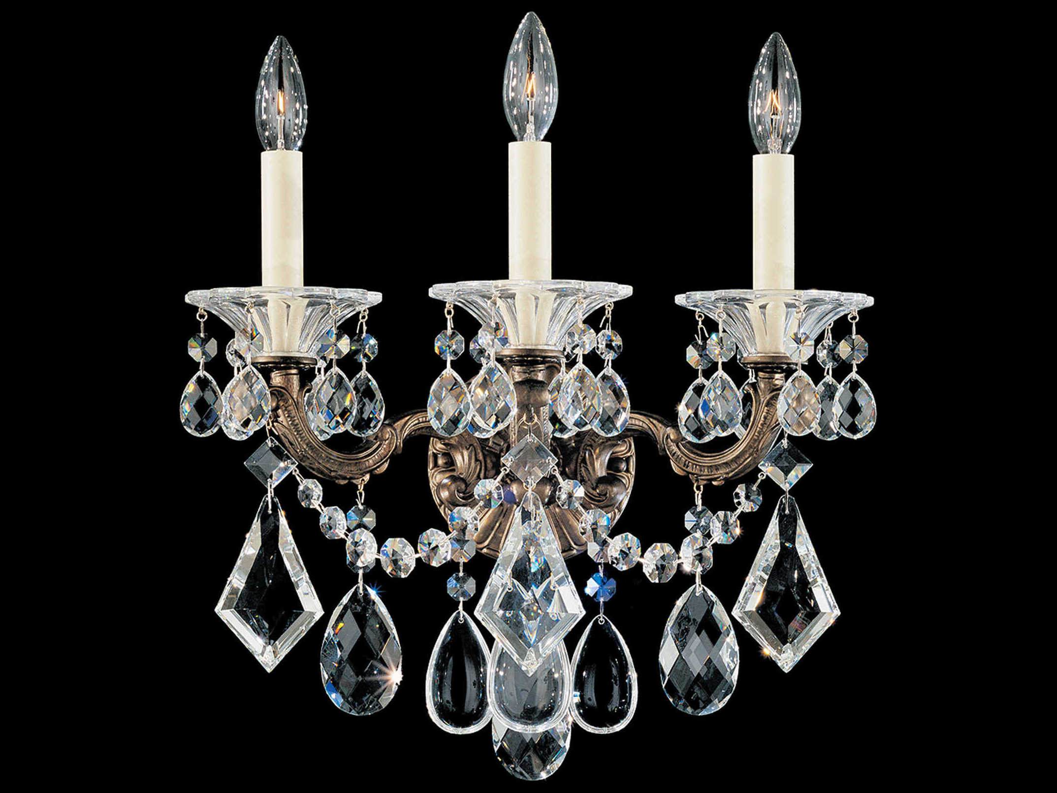 Schonbek La Scala 3-Light Bronze Crystal Wall Sconce
