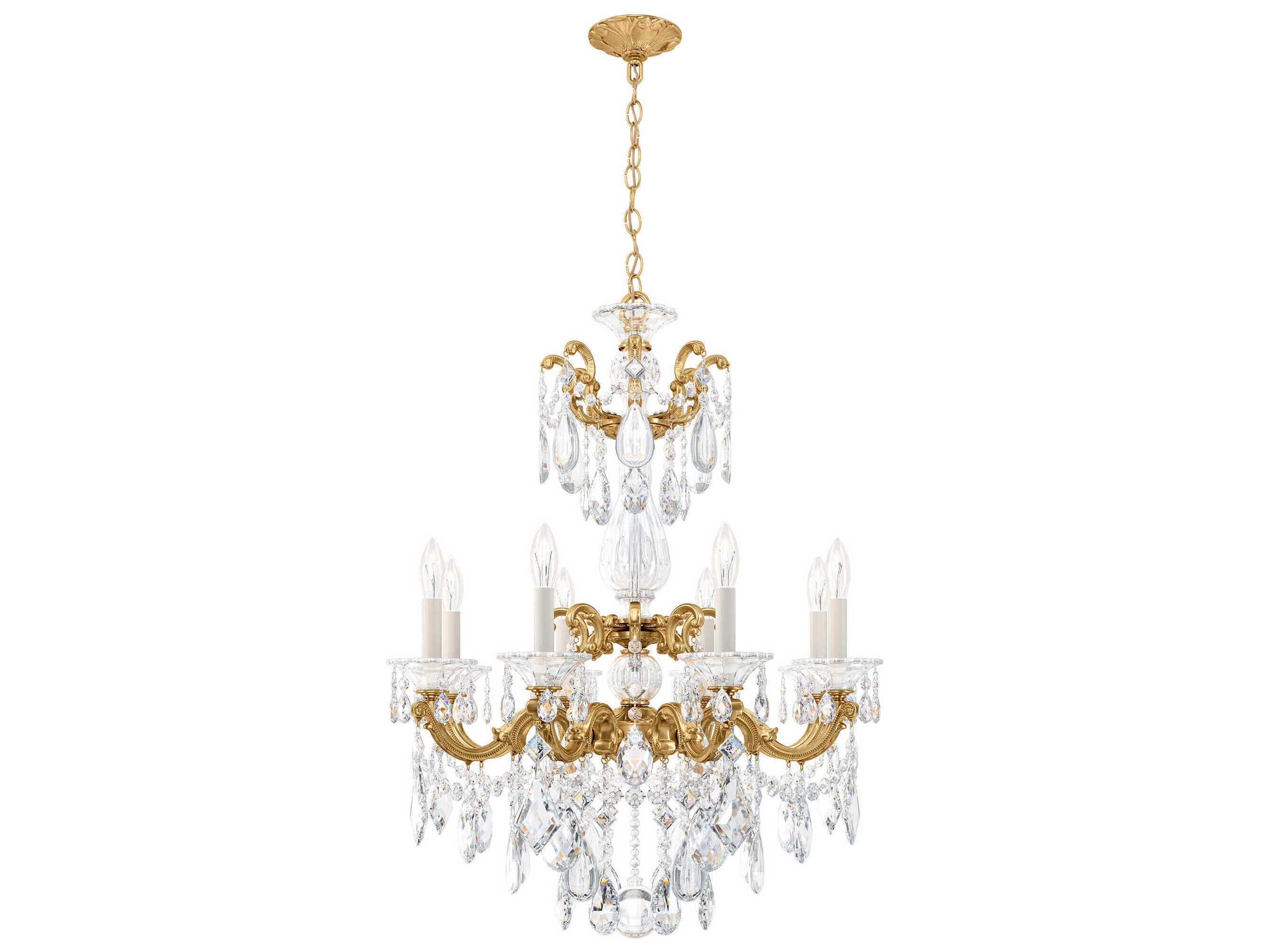 Schonbek La Scala 8-Light Silver Crystal Candelabra Chandelier