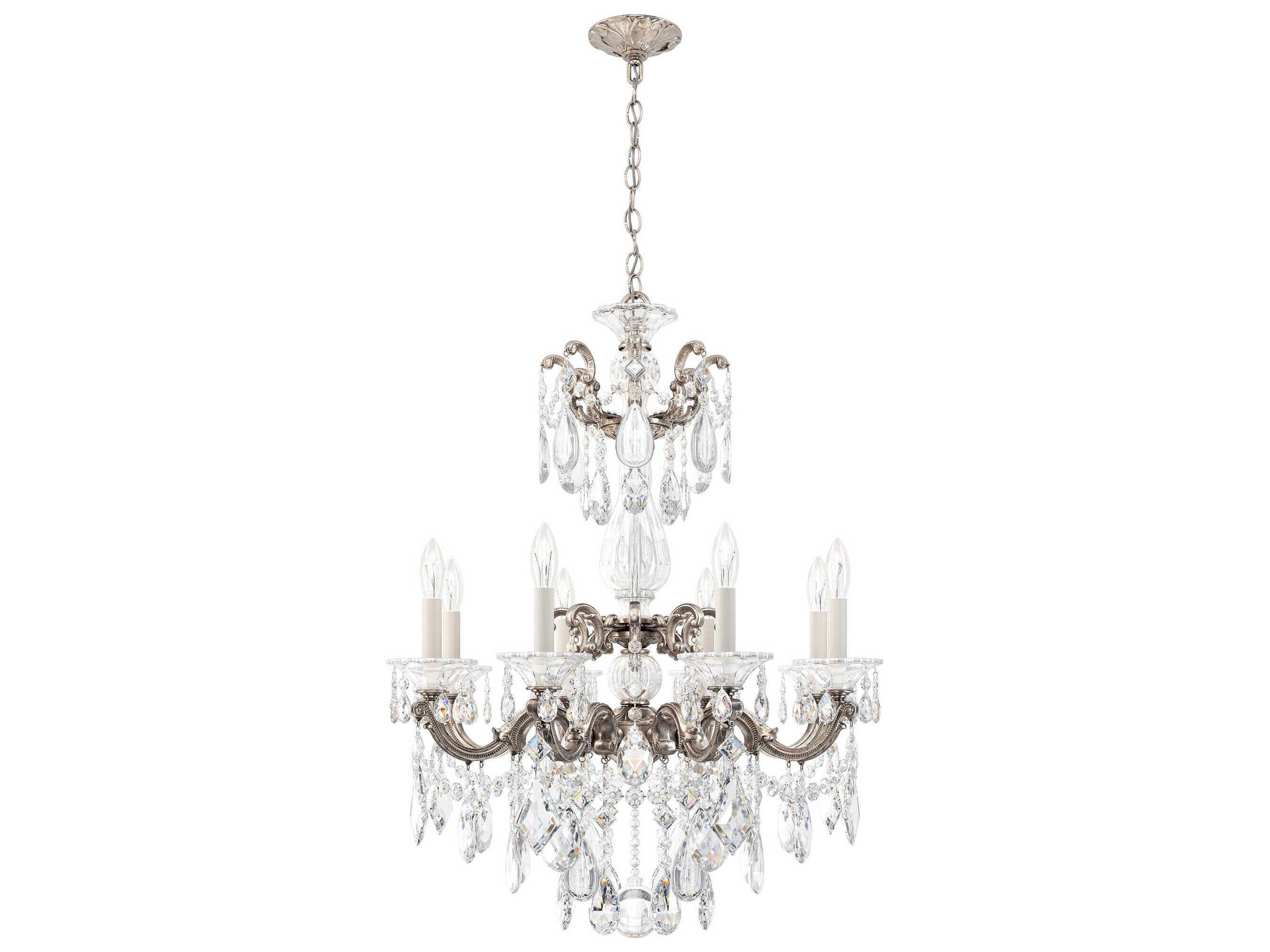 Schonbek La Scala 8-Light Silver Crystal Candelabra Chandelier