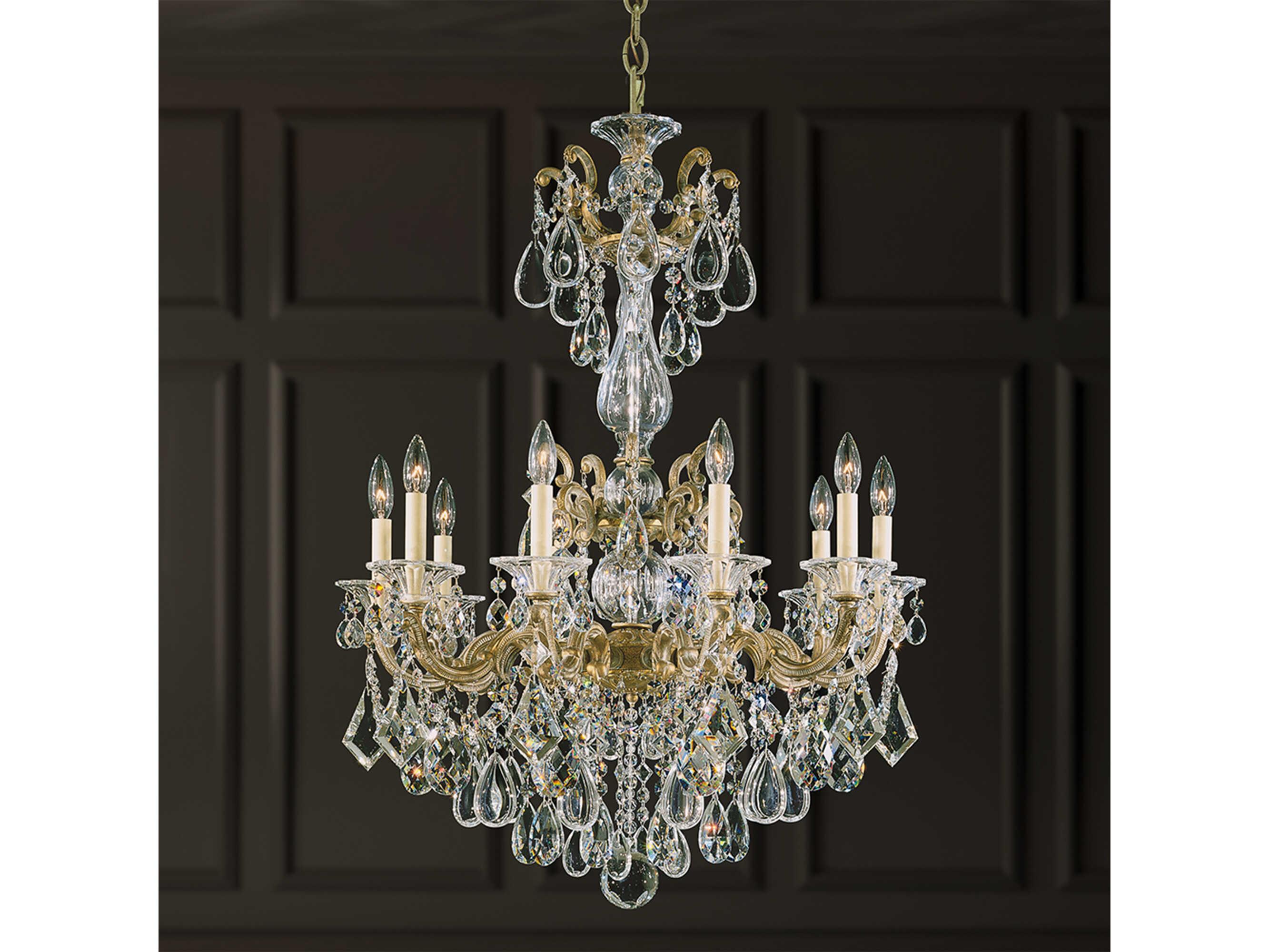 Schonbek La Scala 10-Light Gold Crystal Candelabra Chandelier