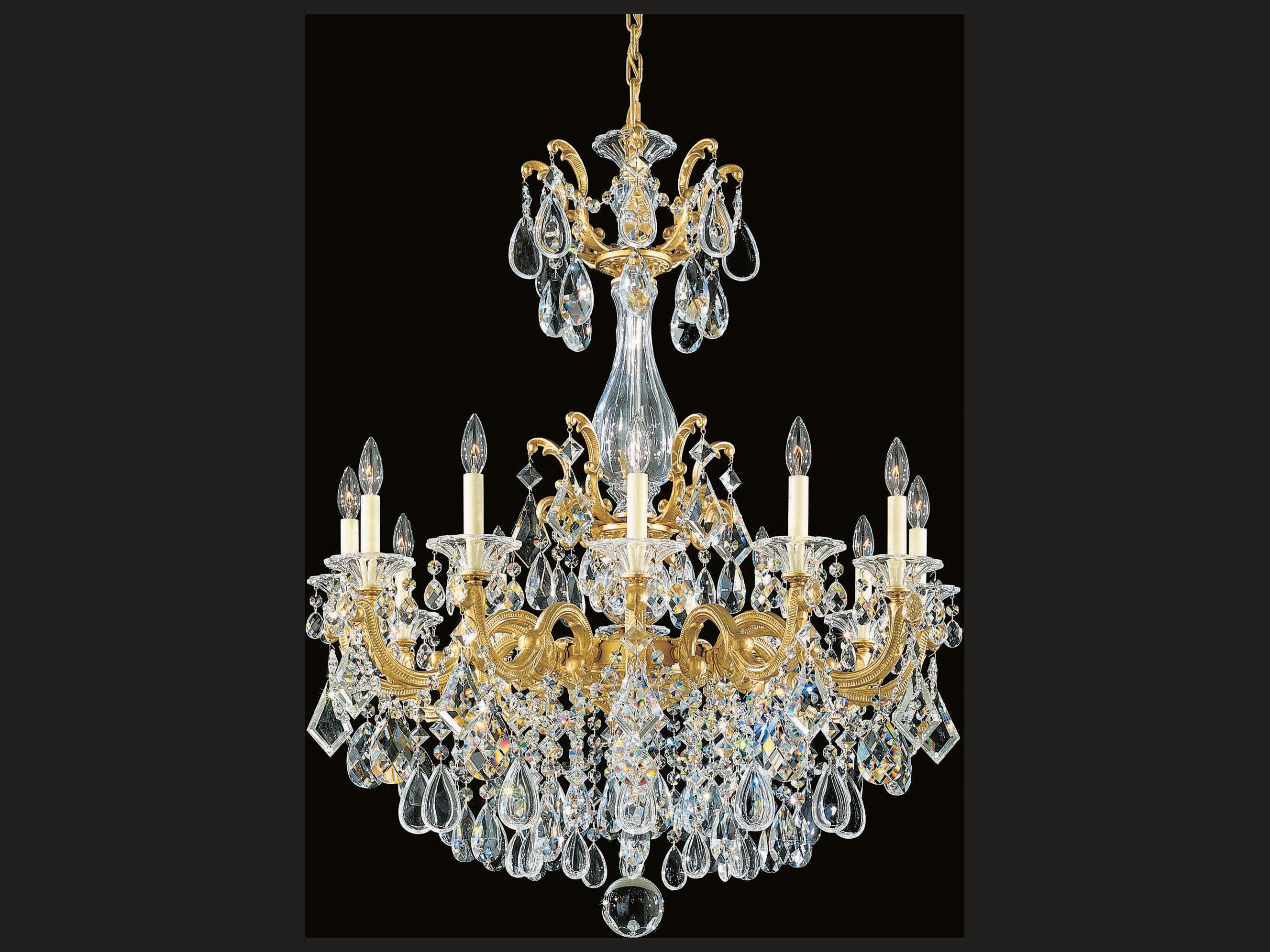 Schonbek La Scala 12-Light Gold Crystal Candelabra Chandelier