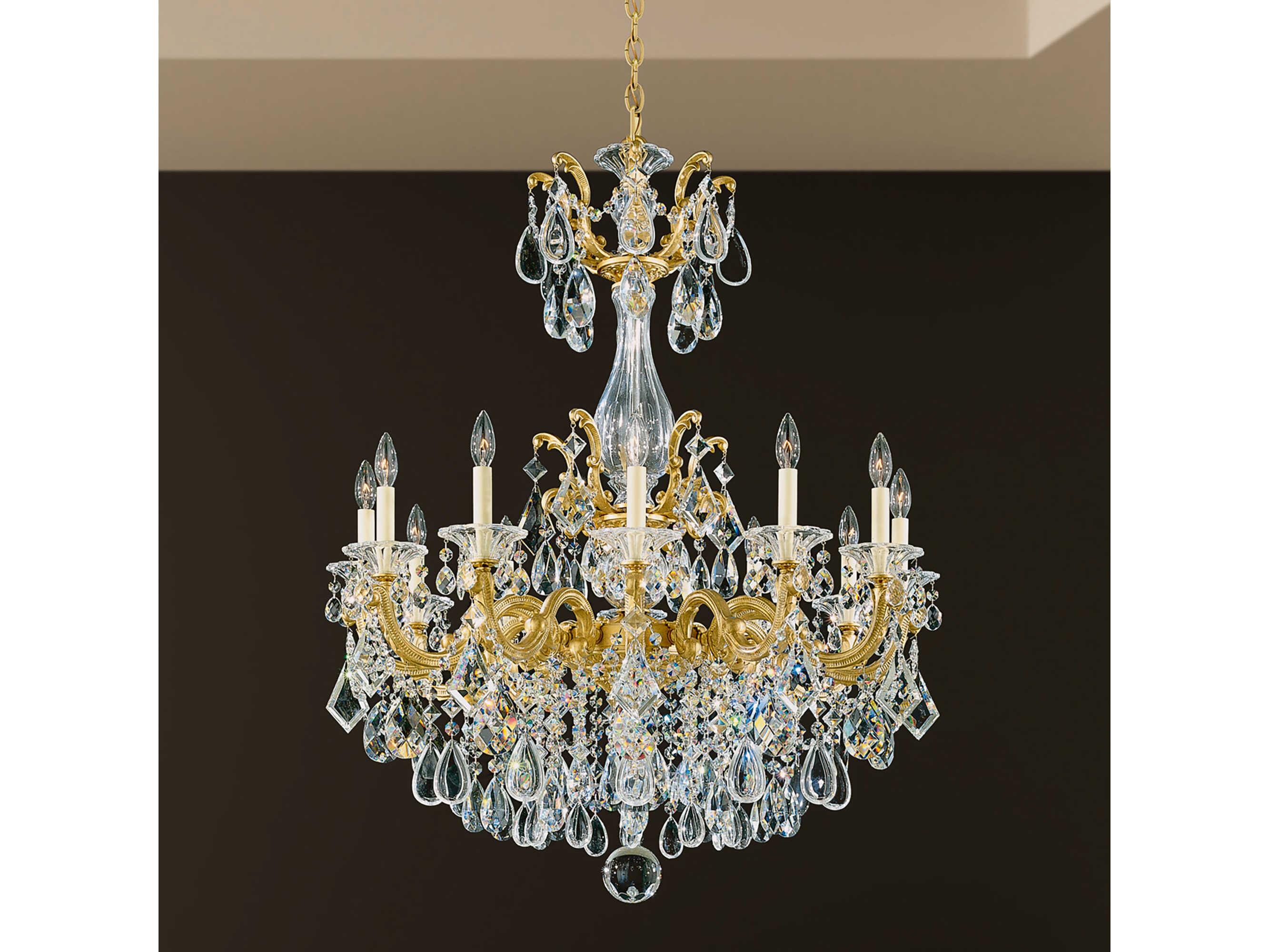 Schonbek La Scala 12-Light Gold Crystal Candelabra Chandelier