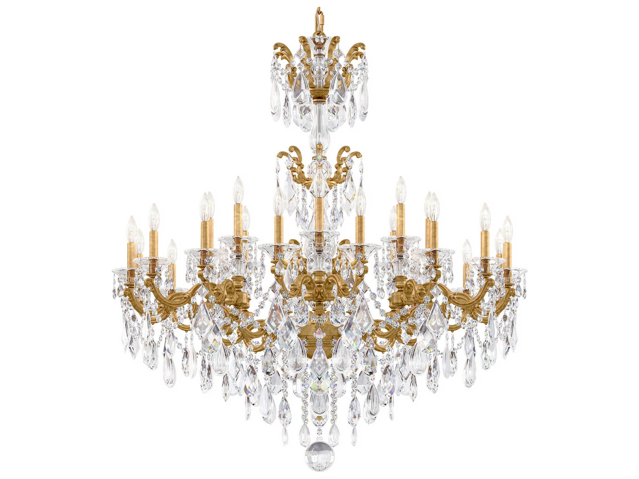 Schonbek La Scala 24-Light Gold Crystal Candelabra Chandelier