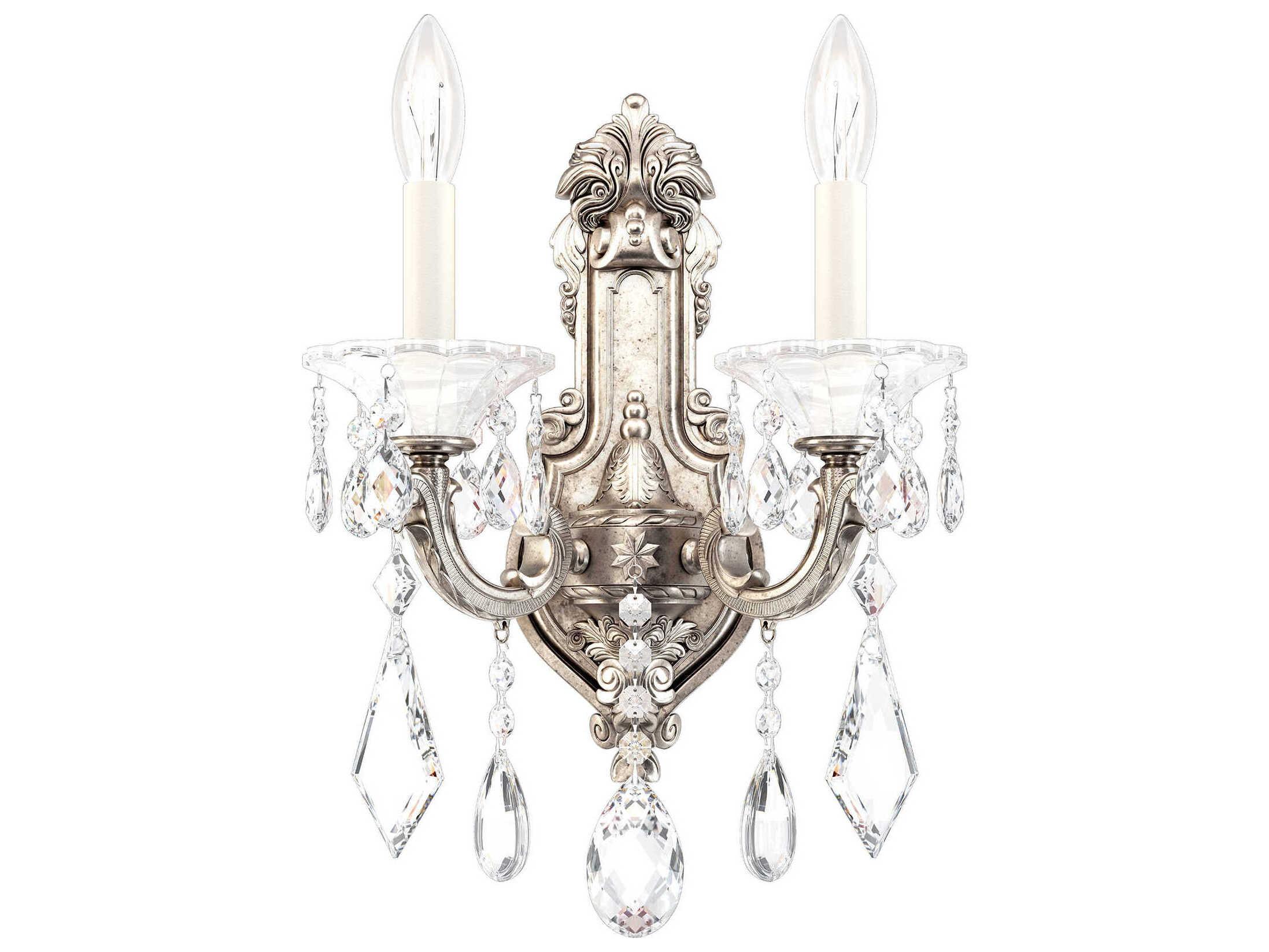 Schonbek La Scala 2-Light Silver Crystal Wall Sconce