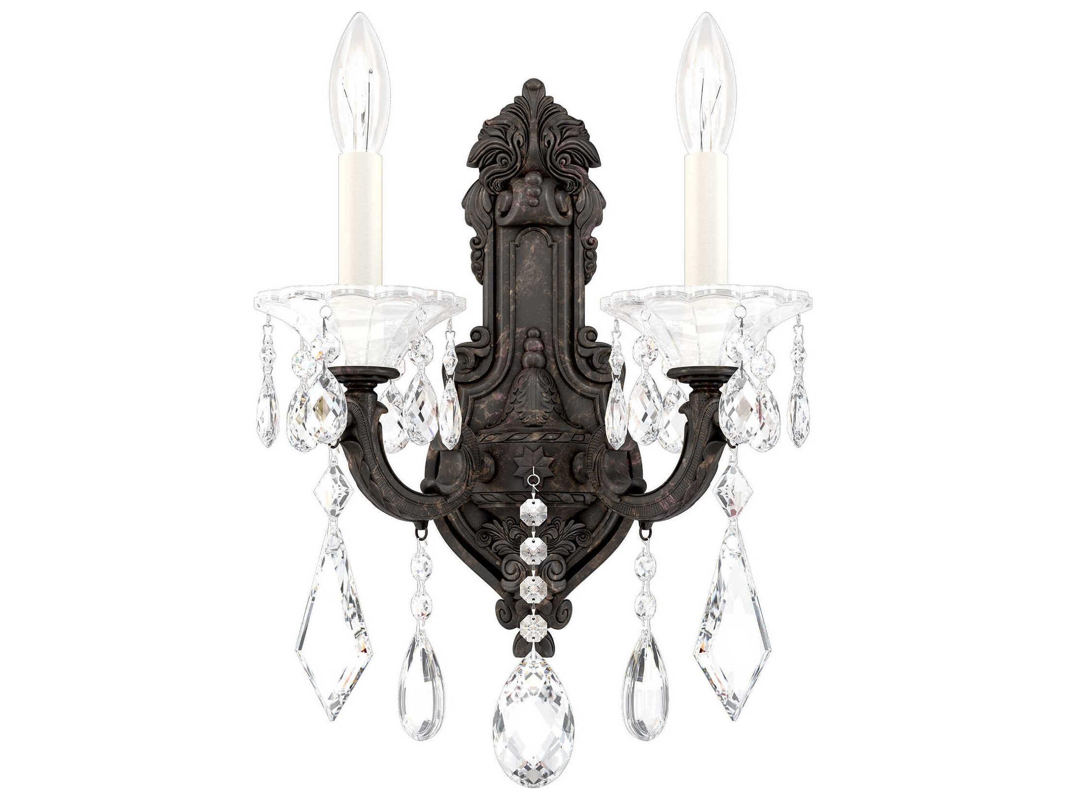 Schonbek La Scala 2-Light Silver Crystal Wall Sconce