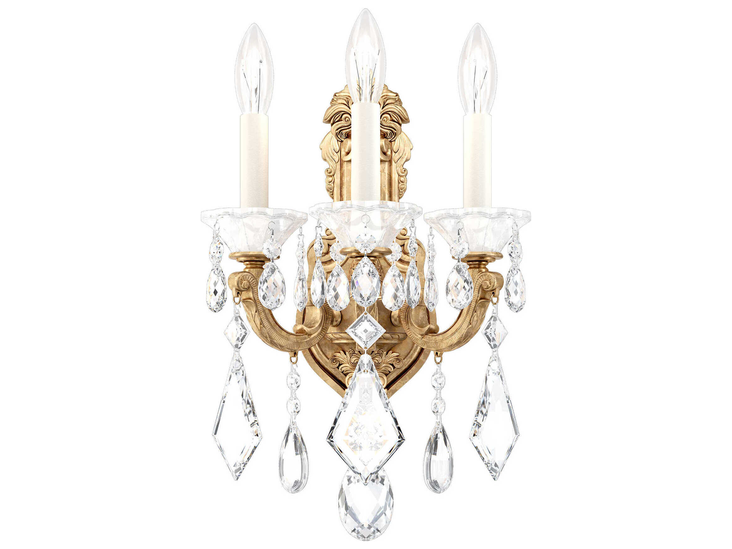 Schonbek La Scala 3-Light Gold Crystal Wall Sconce