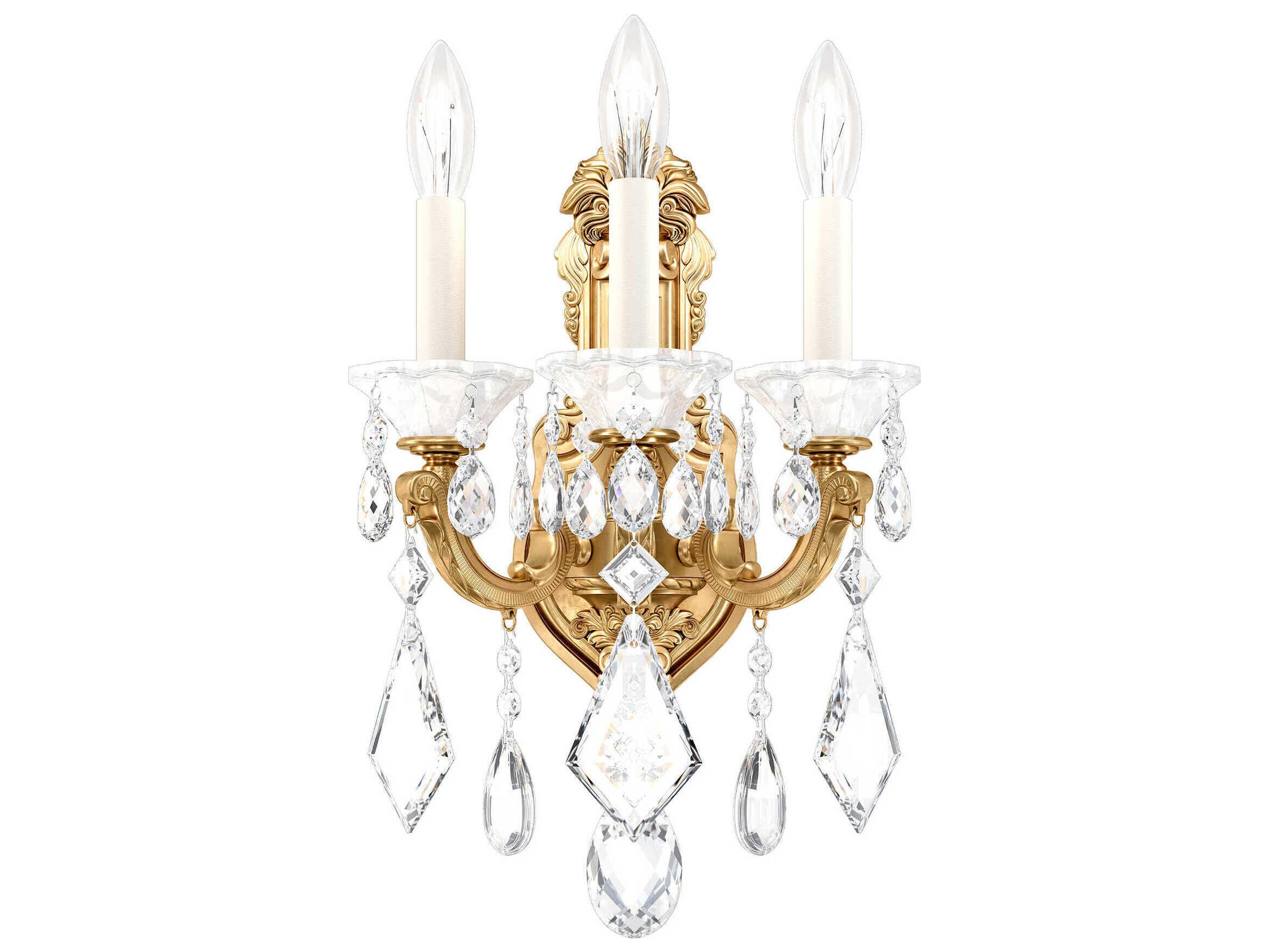Schonbek La Scala 3-Light Gold Crystal Wall Sconce
