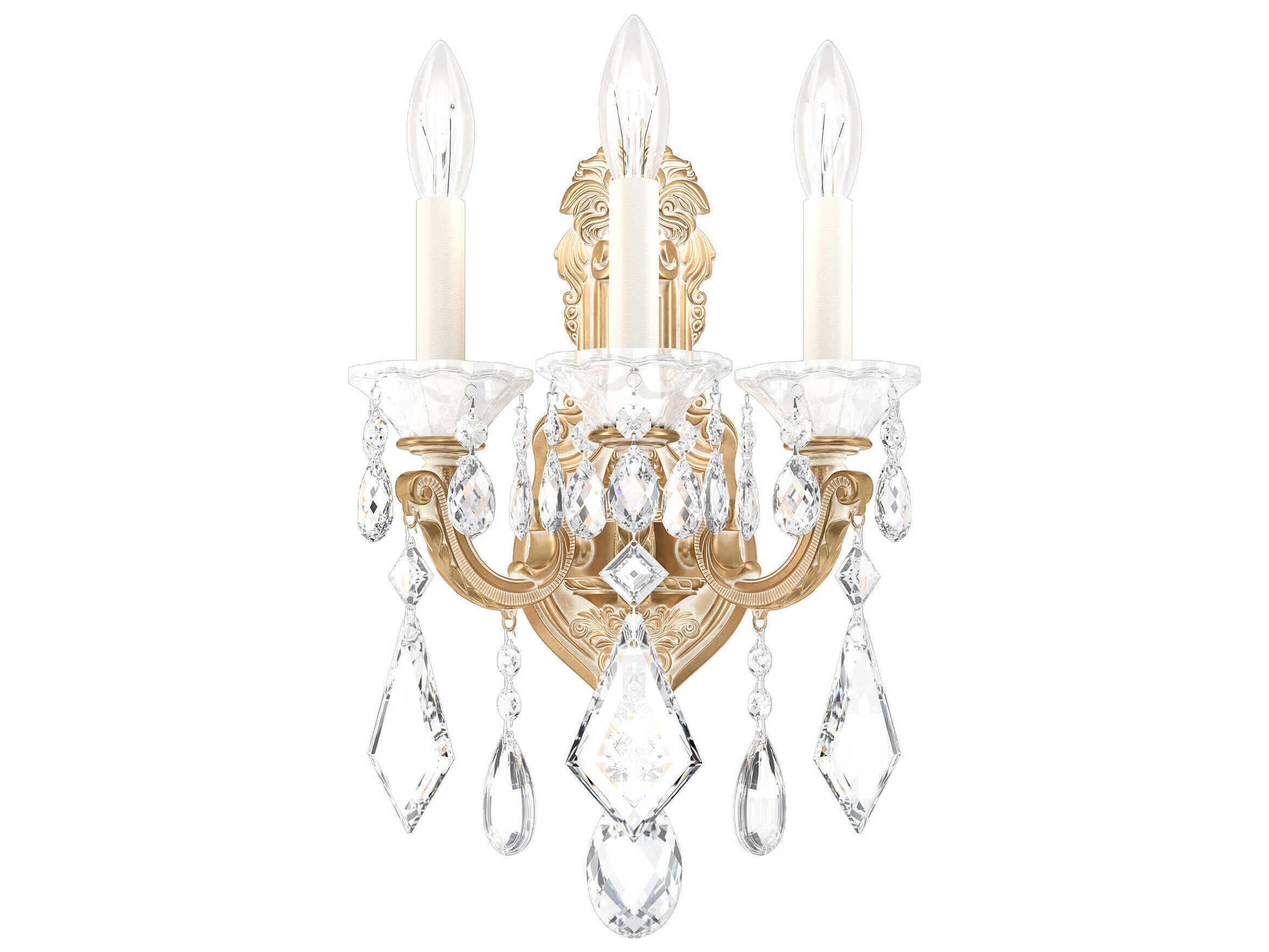 Schonbek La Scala 3-Light Gold Crystal Wall Sconce