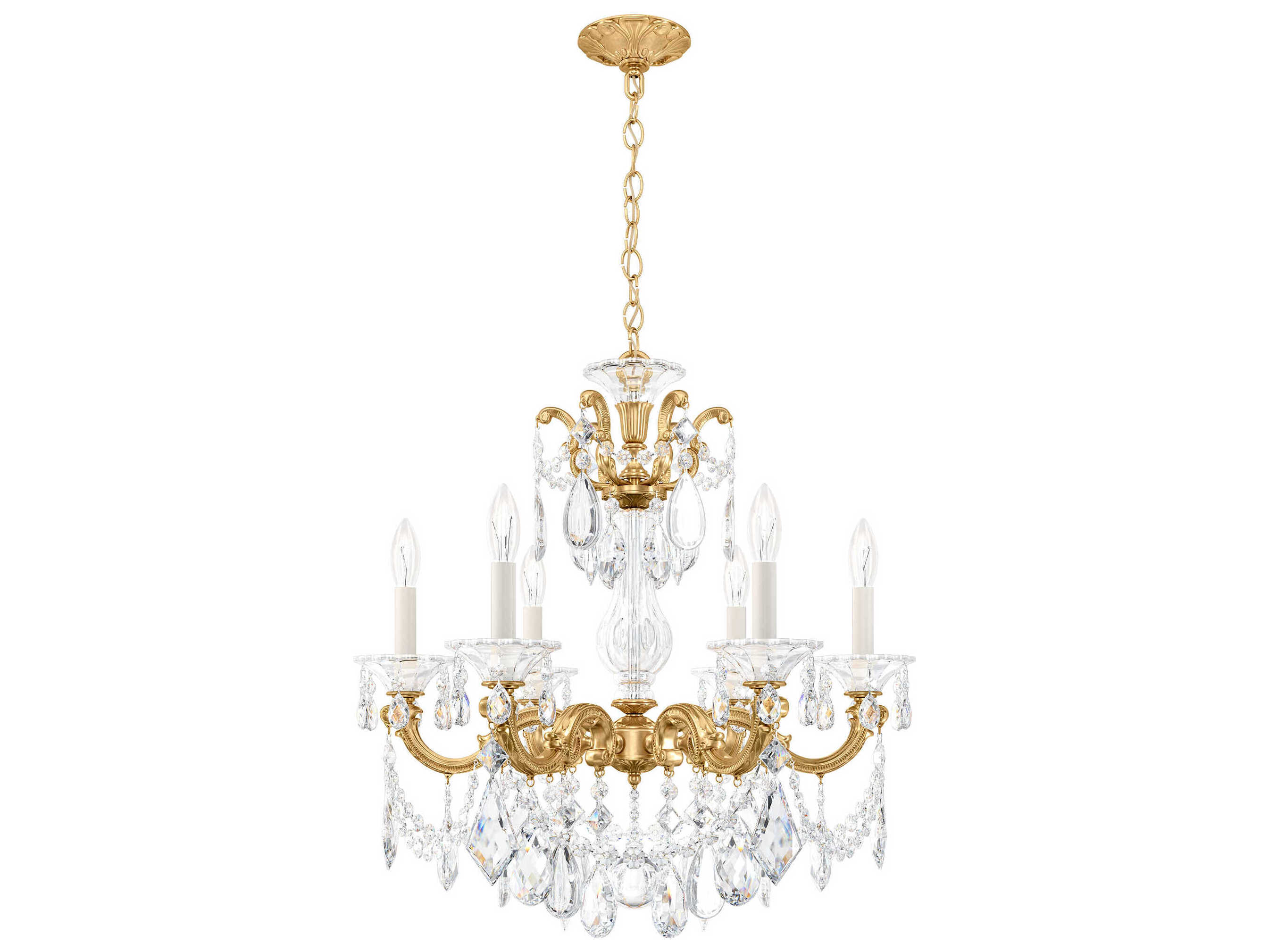 Schonbek La Scala 6-Light Silver Crystal Candelabra Chandelier