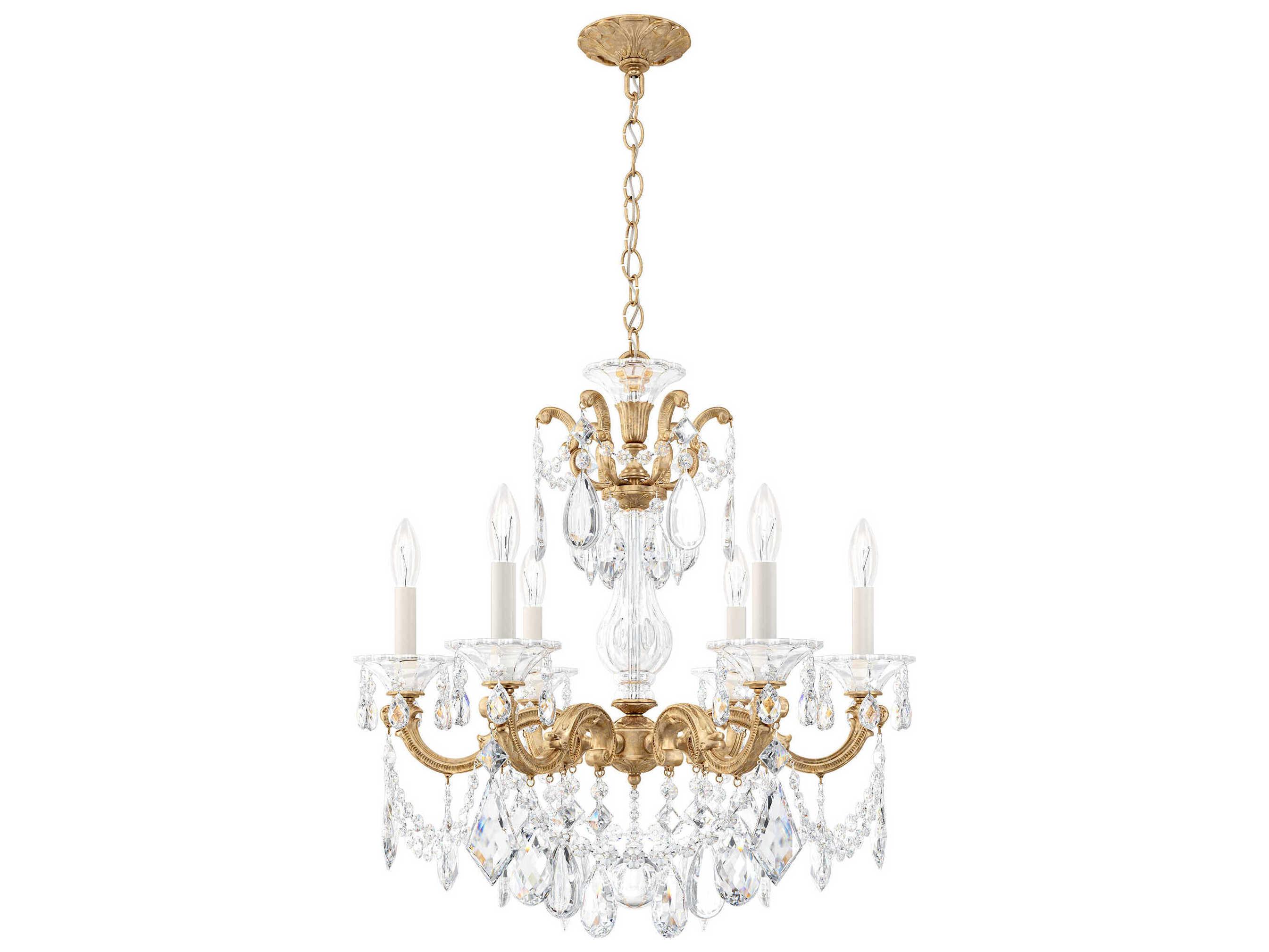 Schonbek La Scala 6-Light Silver Crystal Candelabra Chandelier
