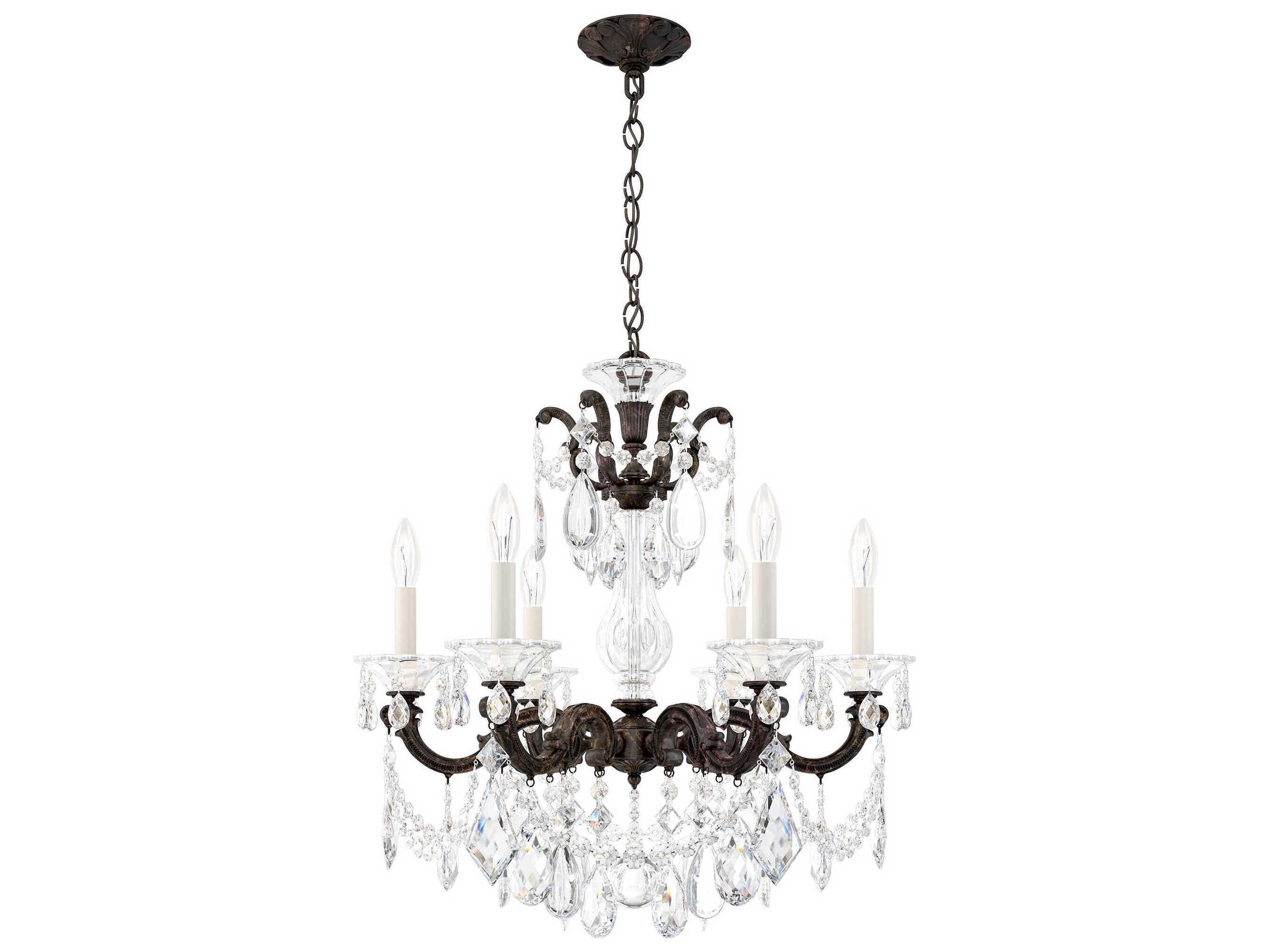 Schonbek La Scala 6-Light Silver Crystal Candelabra Chandelier