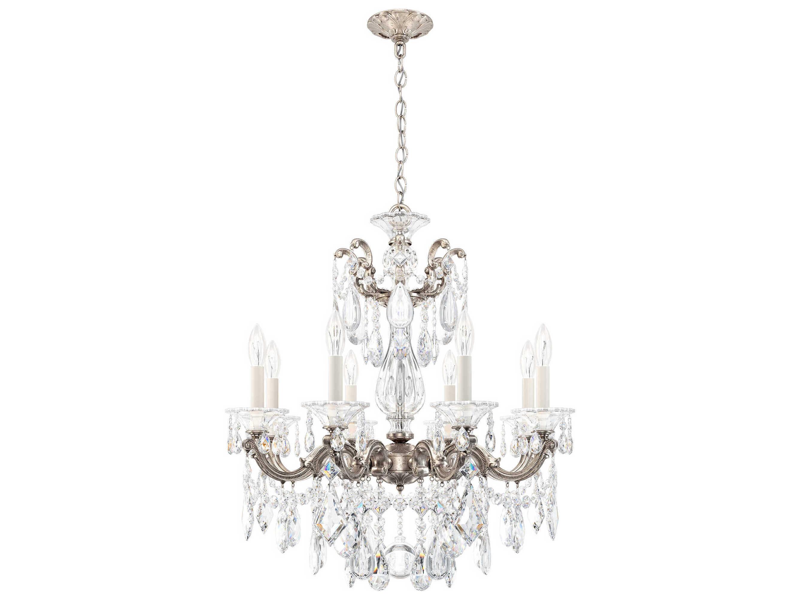 Schonbek La Scala 8-Light Silver Crystal Candelabra Chandelier
