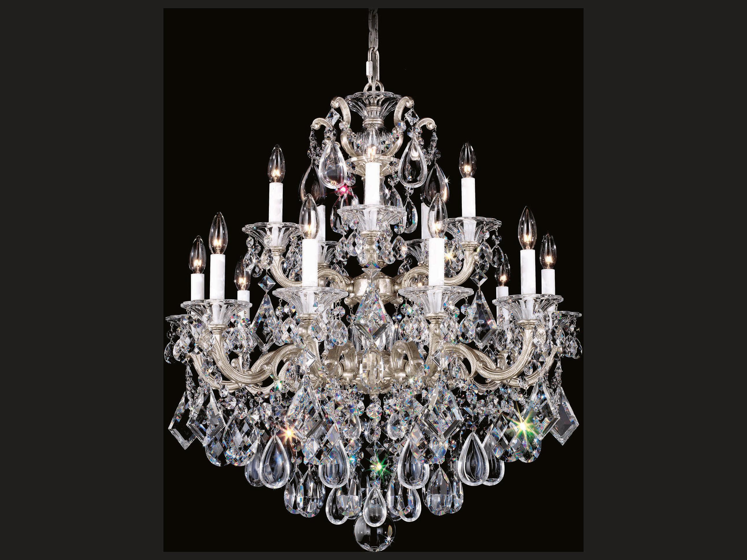Schonbek La Scala 15-Light Silver Crystal Candelabra Chandelier