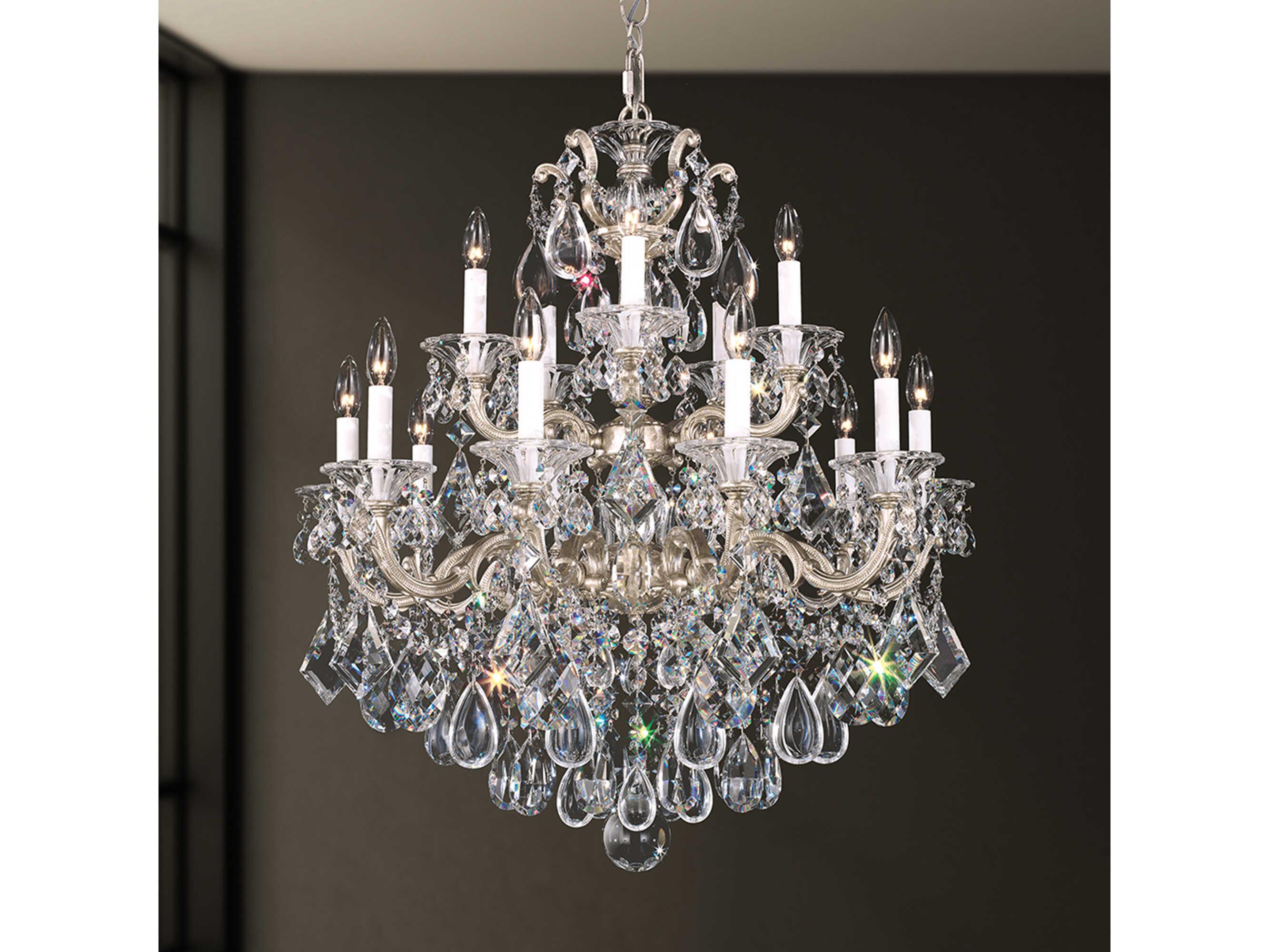 Schonbek La Scala 15-Light Silver Crystal Candelabra Chandelier