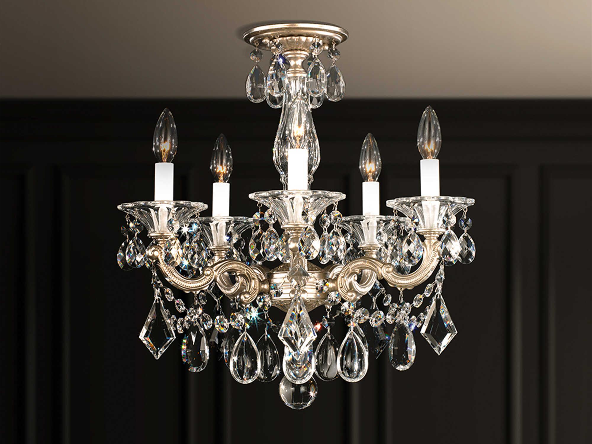 Schonbek La Scala 5-Light Silver Crystal Candelabra Chandelier