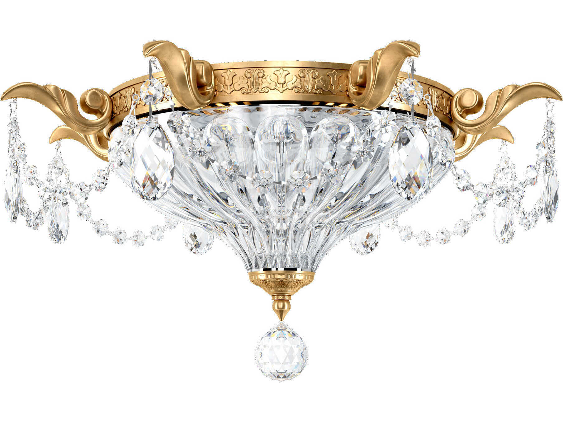 Schonbek Milano 2-Light Bronze Crystal Bowl Flush Mount