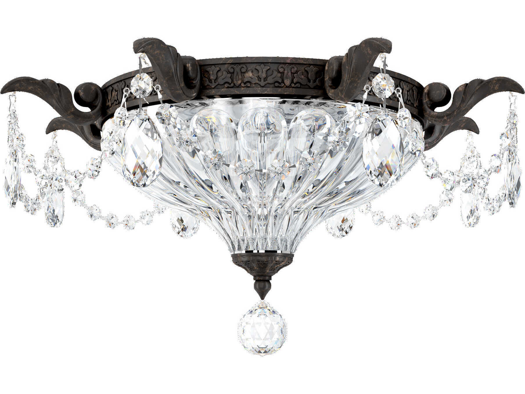 Schonbek Milano 2-Light Bronze Crystal Bowl Flush Mount
