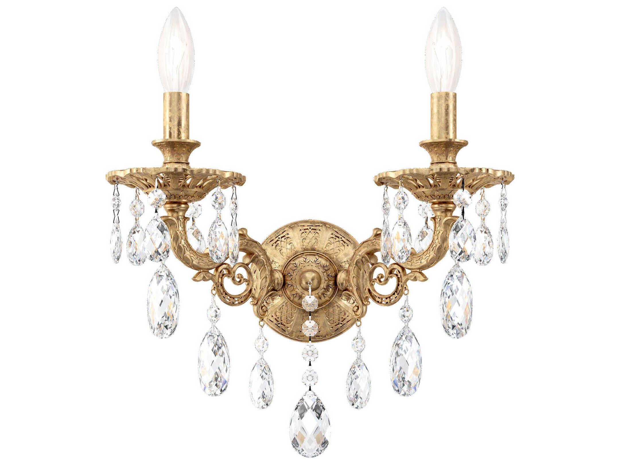 Schonbek Milano 2-Light Gold Crystal Wall Sconce