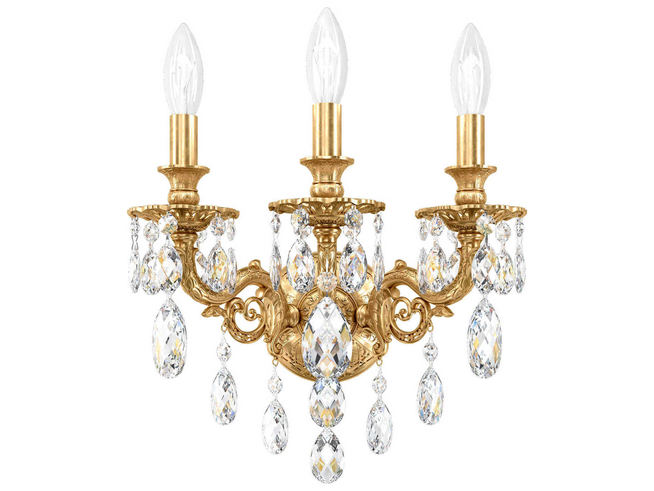 Schonbek Milano 3-Light Gold Crystal Wall Sconce