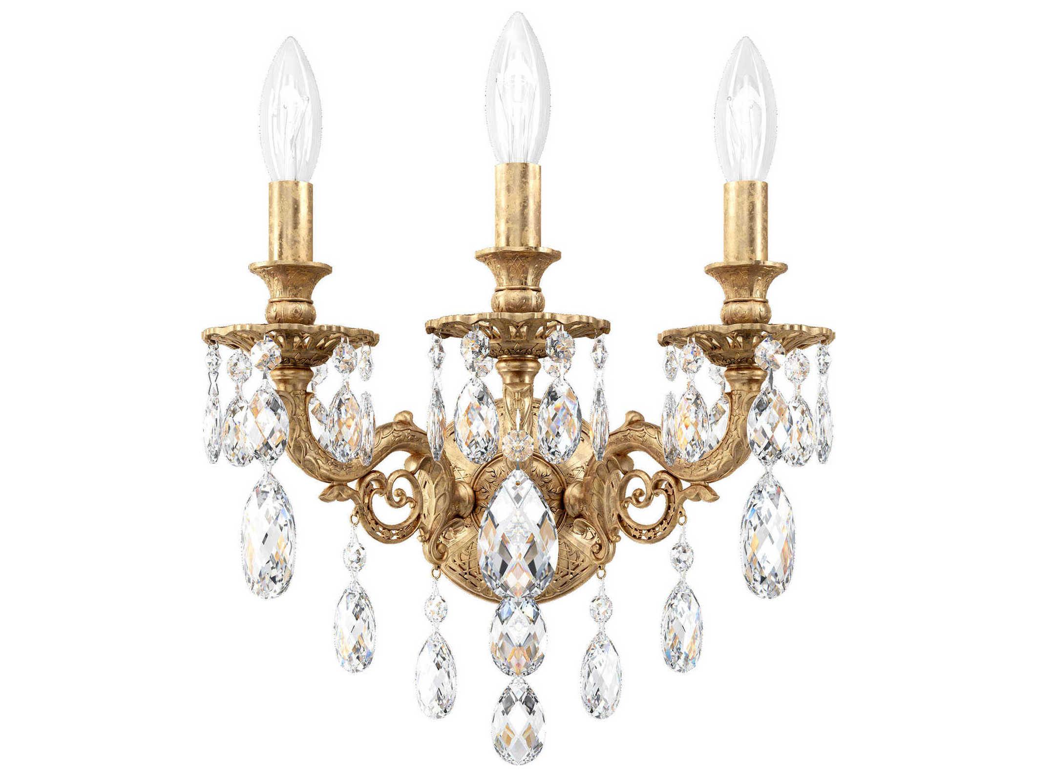 Schonbek Milano 3-Light Gold Crystal Wall Sconce
