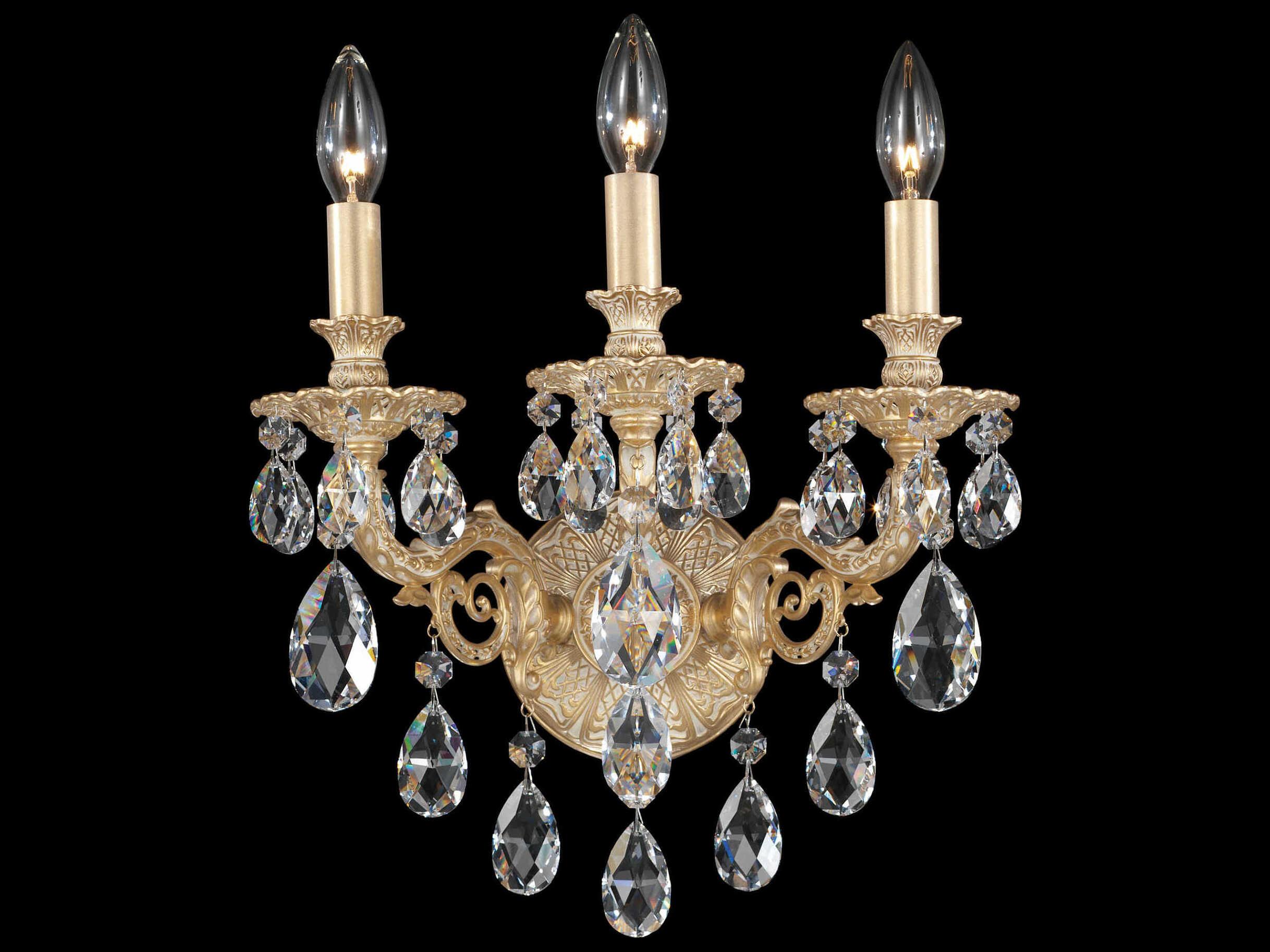 Schonbek Milano 3-Light Gold Crystal Wall Sconce