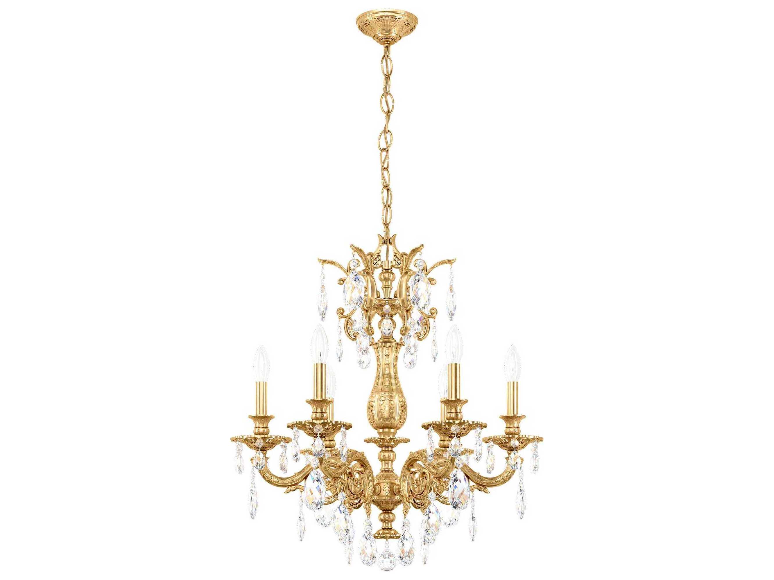 Schonbek Milano 6-Light Gold Crystal Candelabra Chandelier