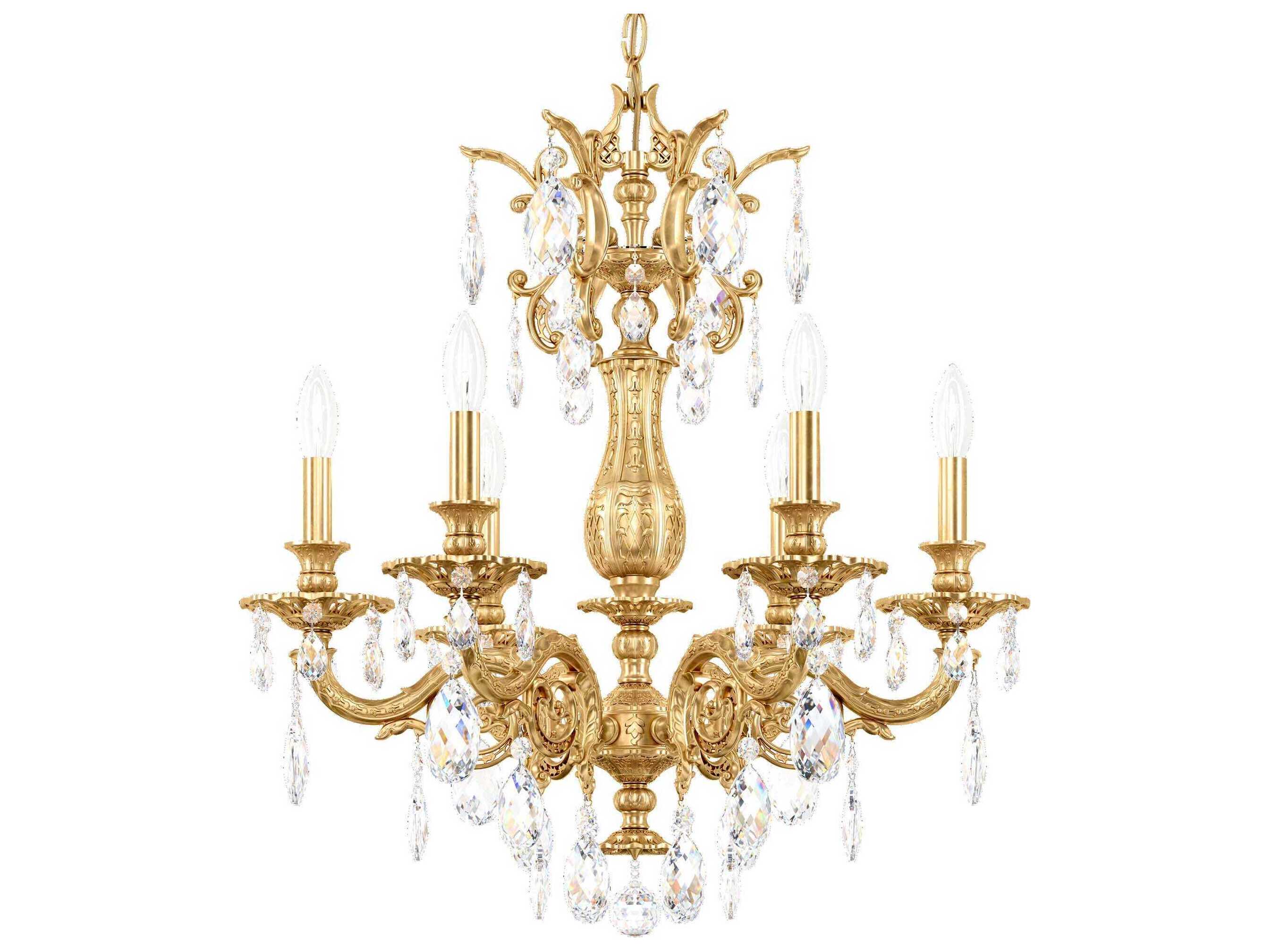 Schonbek Milano 6-Light Gold Crystal Candelabra Chandelier